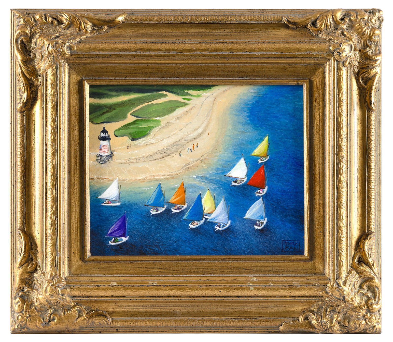 YASEMIN KYRENA TOMAKAN (Connecticut/Massachussetts/Turkey, 1958-), "Nantucket Harbor"., Oil on (1 of 2)