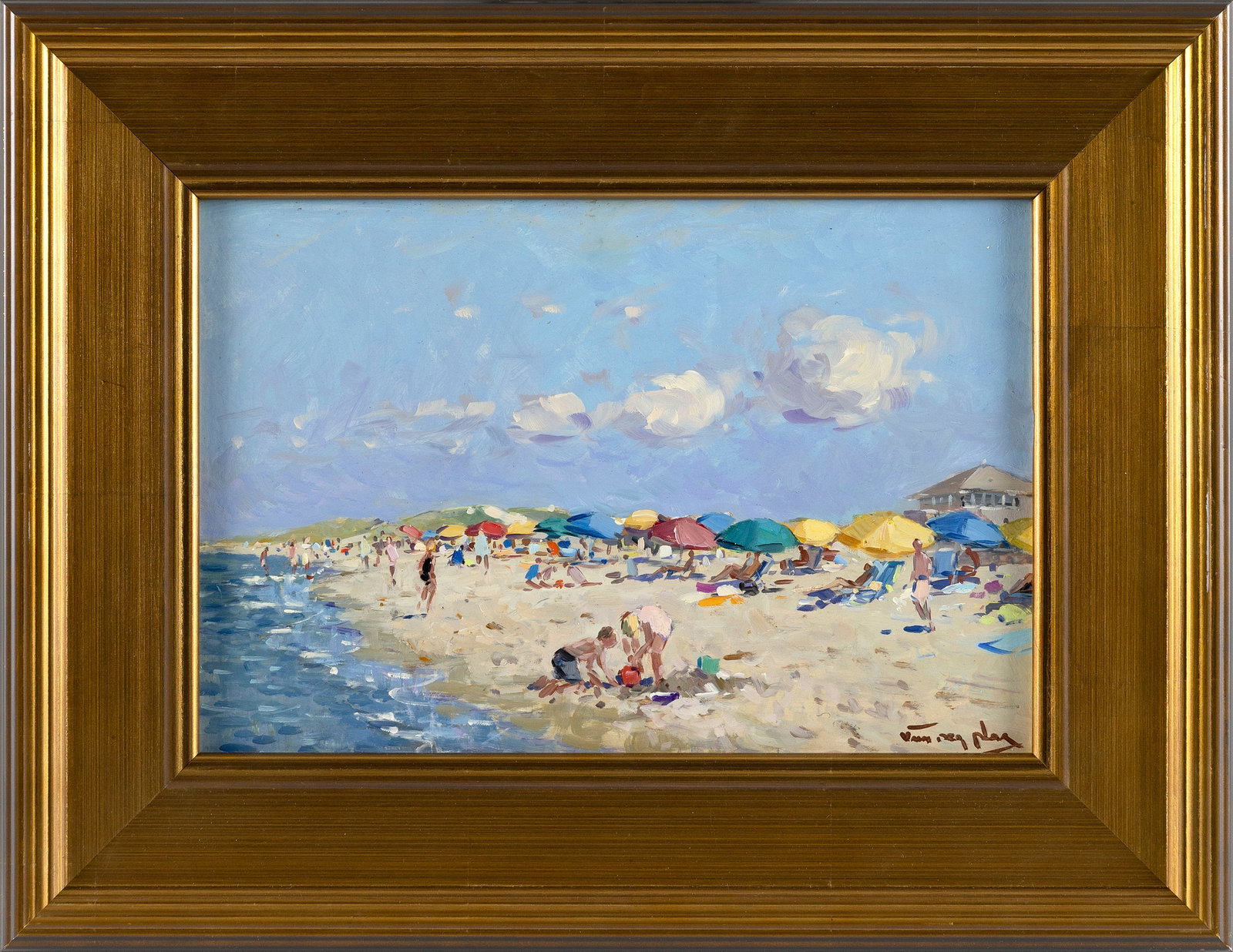 NIEK VAN DER PLAS (The Netherlands, 1954-), "Nantucket Beach"., Oil on panel, 9" x 13". Framed 14.5" (1 of 2)