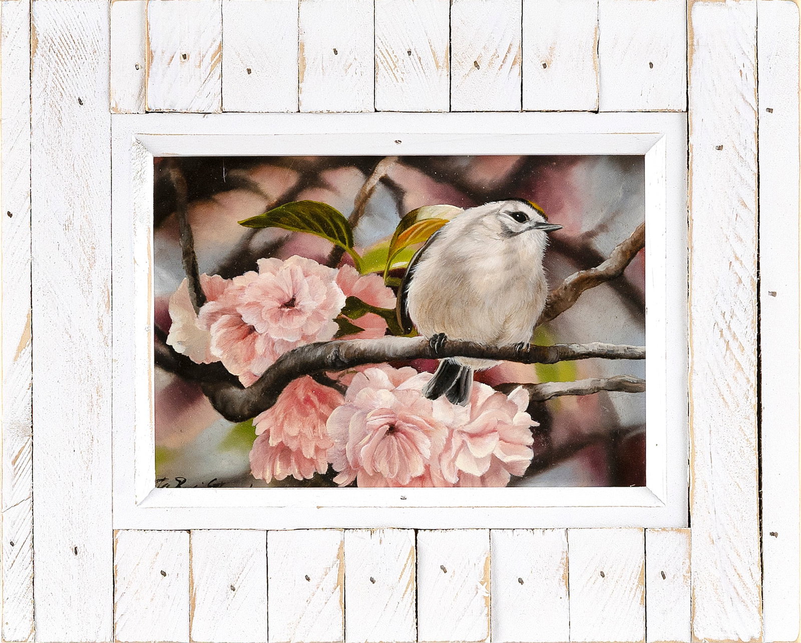 ALETA ROSSI STEWARD (Massachusetts, Massachusetts), "Springtime Kinglet"., Oil on panel, 5" x 7". (1 of 2)