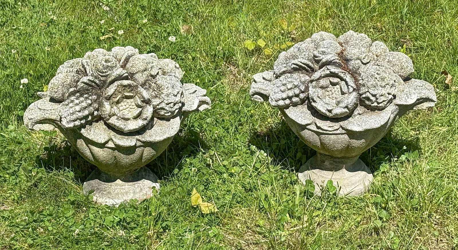 PAIR OF CEMENT GARDEN URNS 20th Century Heights 14". (1 of 2)