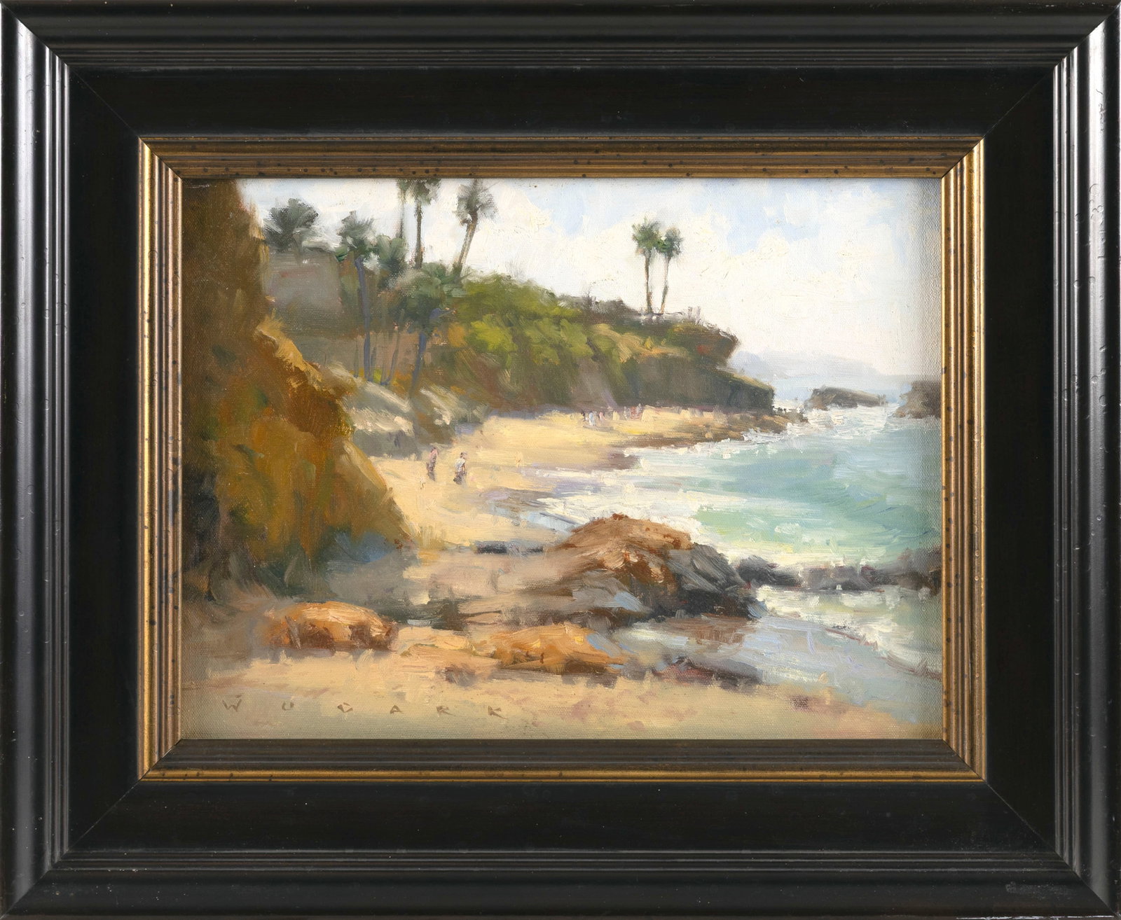 JIM WODARK (California/Colorado, Contemporary), Beach scene., Oil on RayMar artist board, 12" x 16". (1 of 2)
