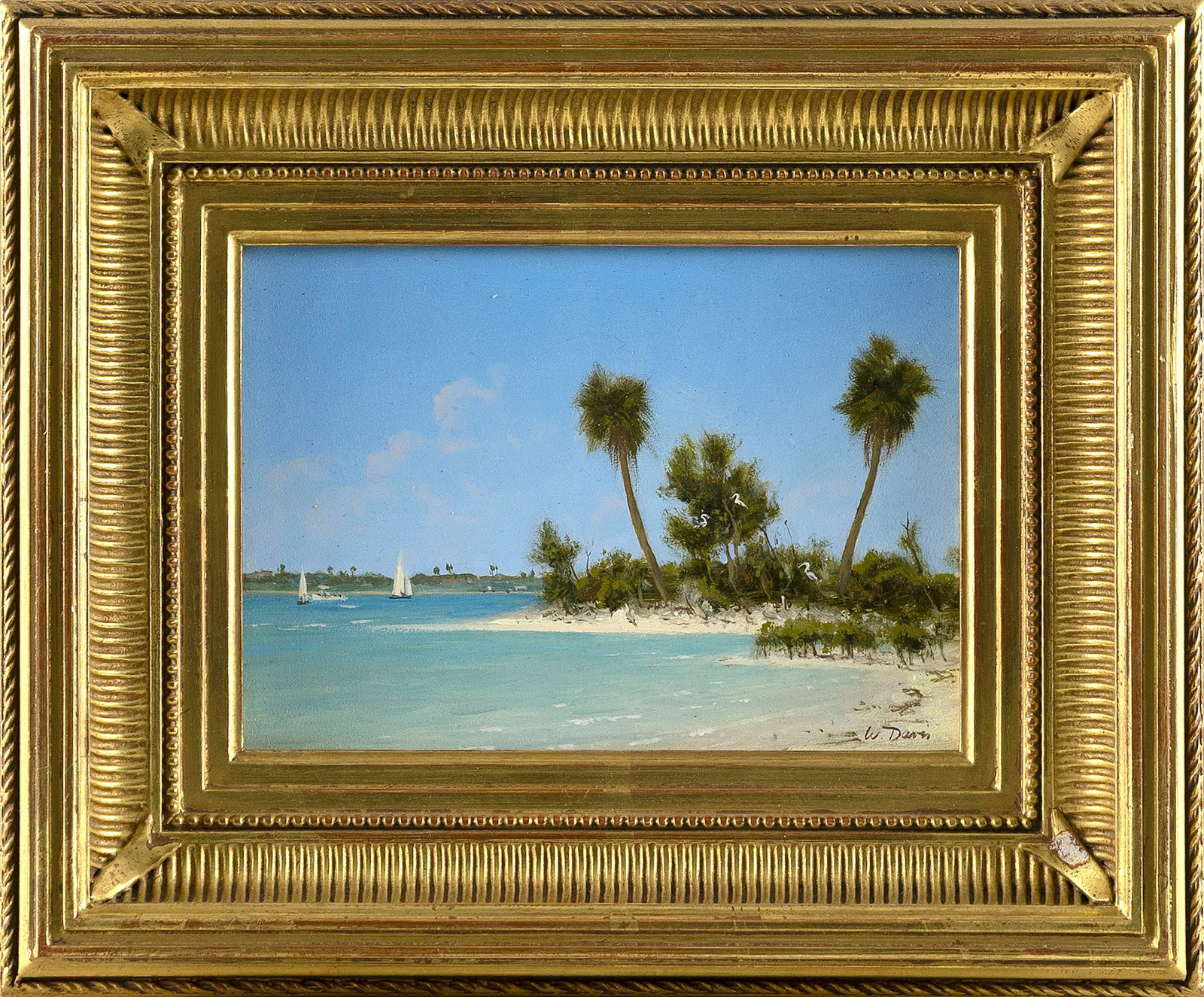 WILLIAM R. DAVIS (Massachusetts, 1952-), "Inland Waterway, Florida #1"., Oil on panel, 5" x 7". (1 of 2)