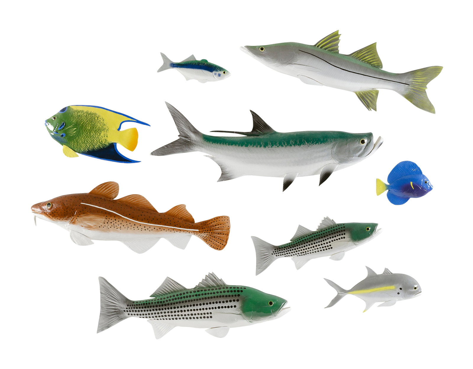 NINE GRAINGER POTTERY FISH PLAQUES Sandwich, Massachusetts, Contemporary Lengths from 6" to 25". (1 of 4)