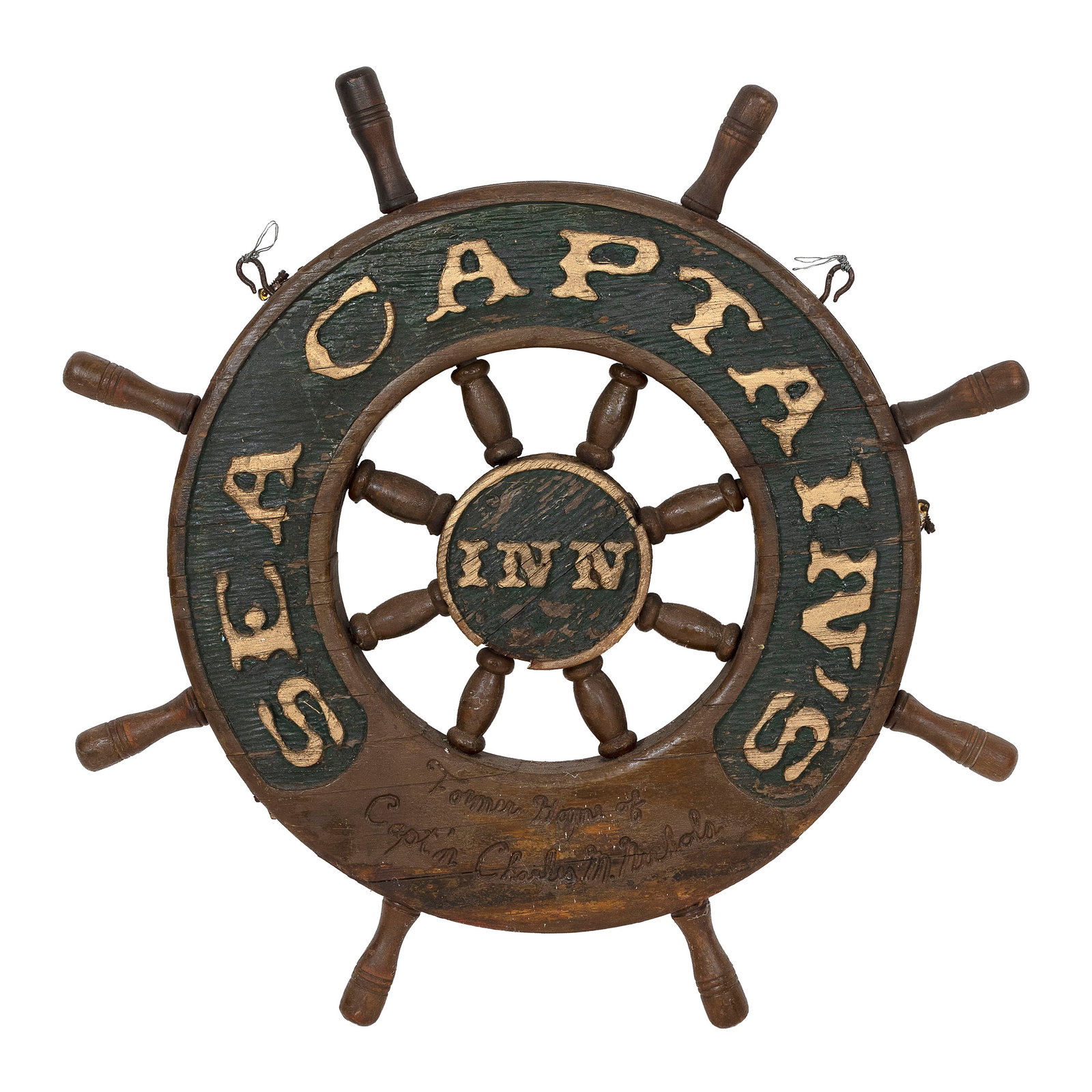 "SEA CAPTAIN'S INN" WOODEN TRADE SIGN 20th Century Diameter 39". (1 of 1)