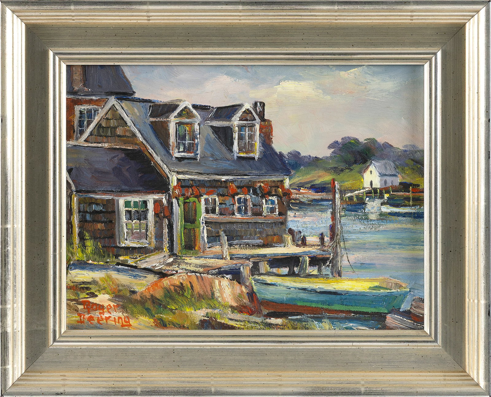 ROGER DEERING (Maine, 1904-1980), Harbor view, likely Maine., Oil on canvas. (1 of 2)