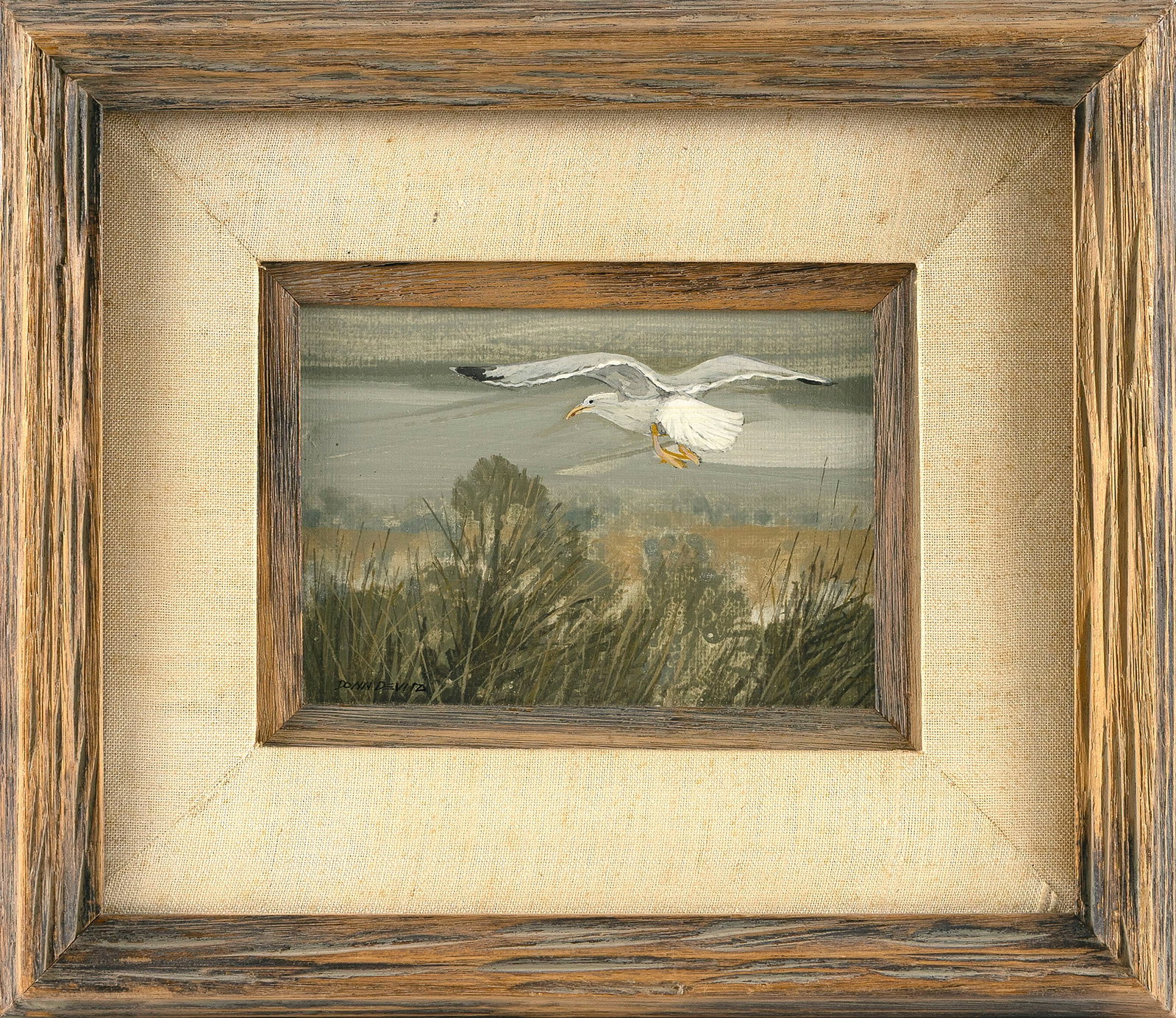 DONN DEVITA (Massachusetts/New York, 1931-2010), Seagull., Oil on board, 4.5" x 6.25". Framed 11.5" (1 of 2)