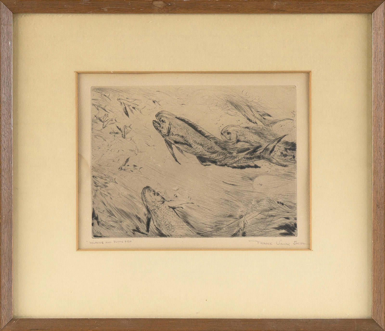 FRANK VINING SMITH (Massachusetts, 1879-1967), "Dolphins and Flying Fish"., Black and white (1 of 2)