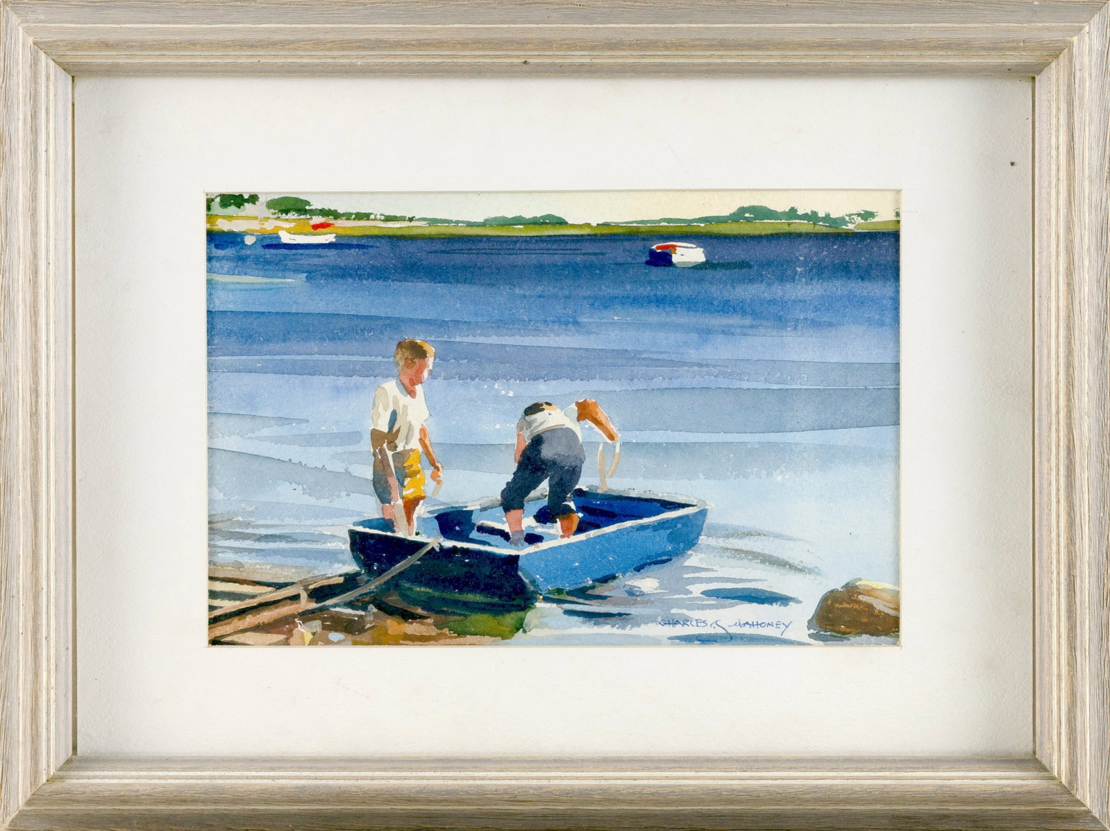 CHARLES A. MAHONEY (Massachusetts/Mexico, 1906-1992), "Two Men in a Dory"., Watercolor on wove (1 of 2)