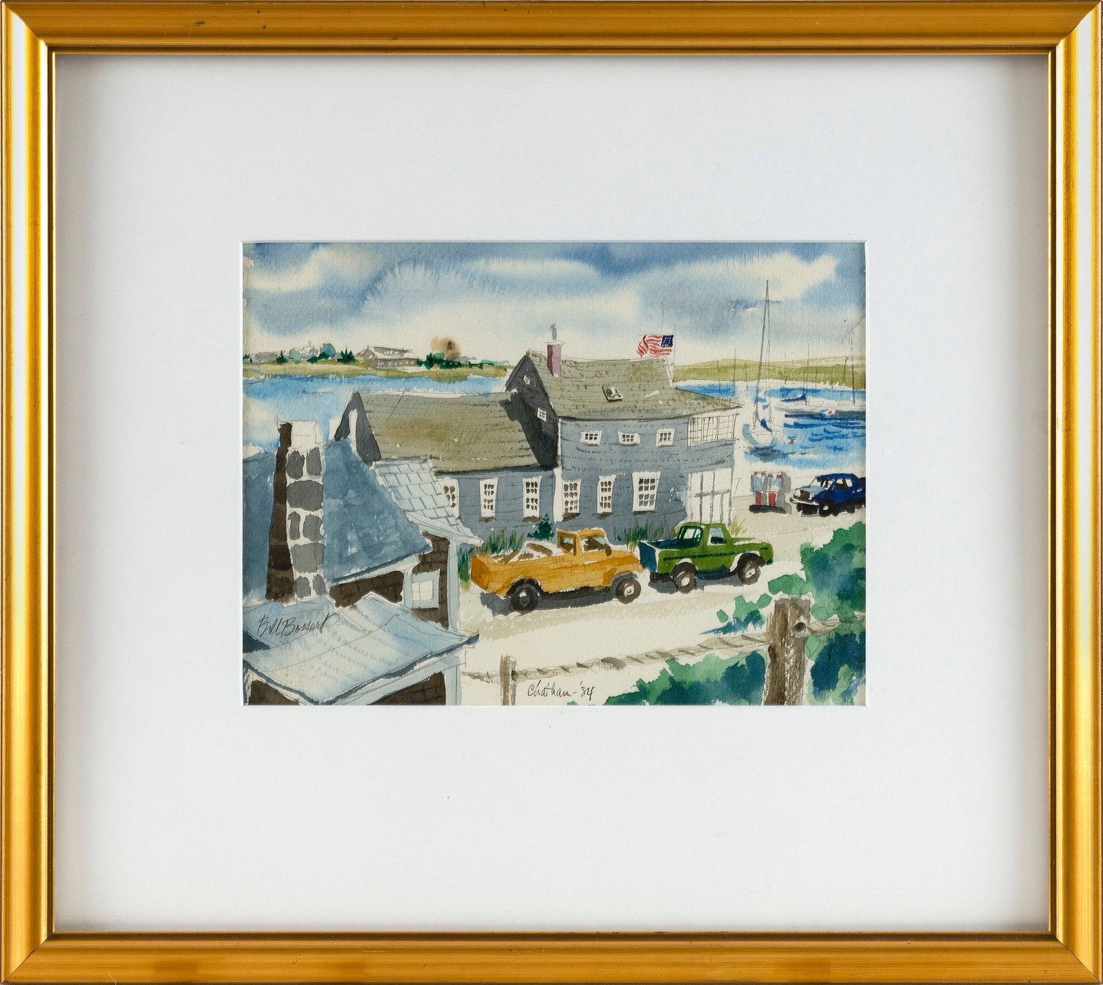 WILLIAM (BILL) BOSSERT (Massachusetts, 1918-2013), Chatham Fish Pier., Watercolor, 8" x 11" sight. (1 of 2)