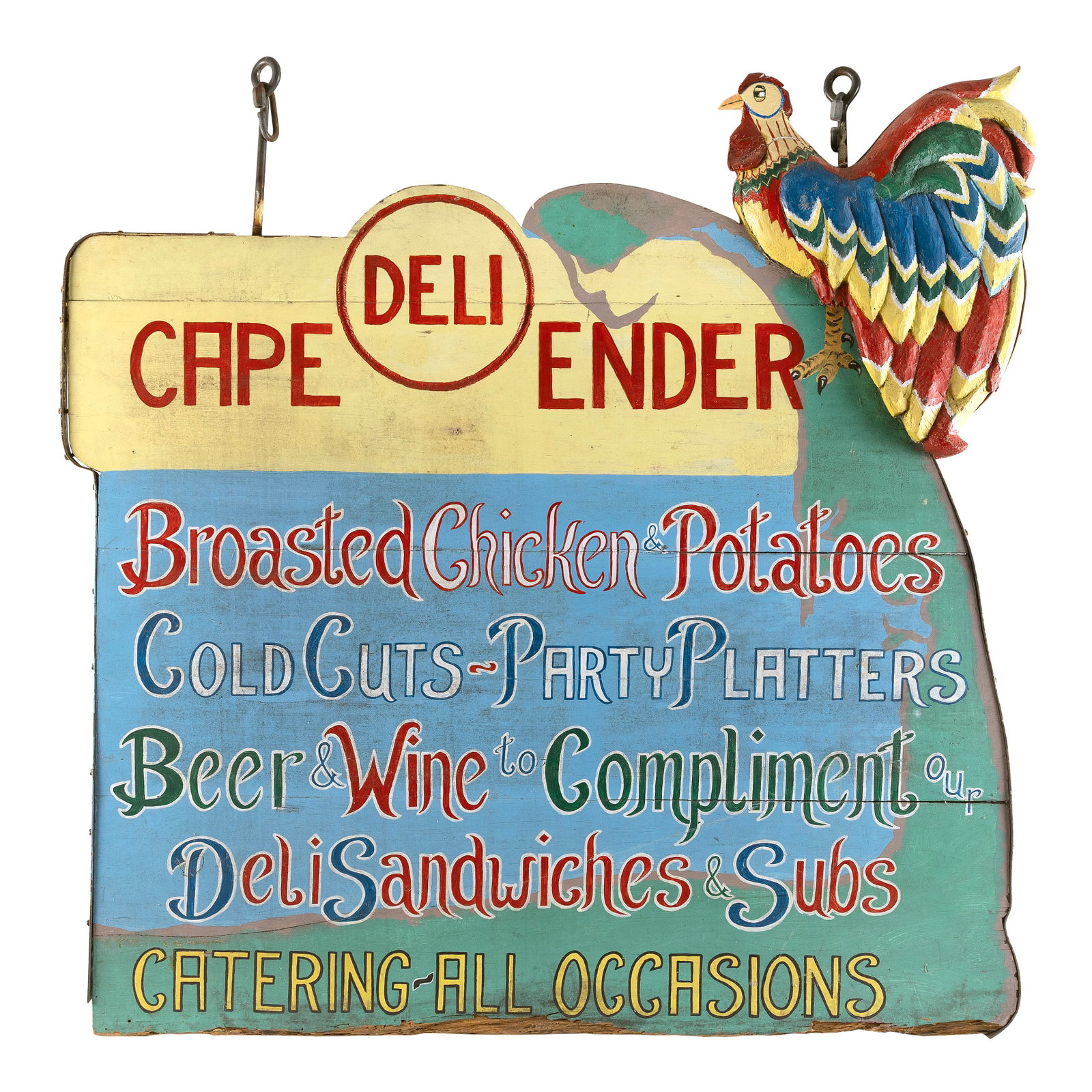 CAPE COD DOUBLE-SIDED PAINTED WOODEN TRADE SIGN 20th Century 49" x 49". (1 of 2)