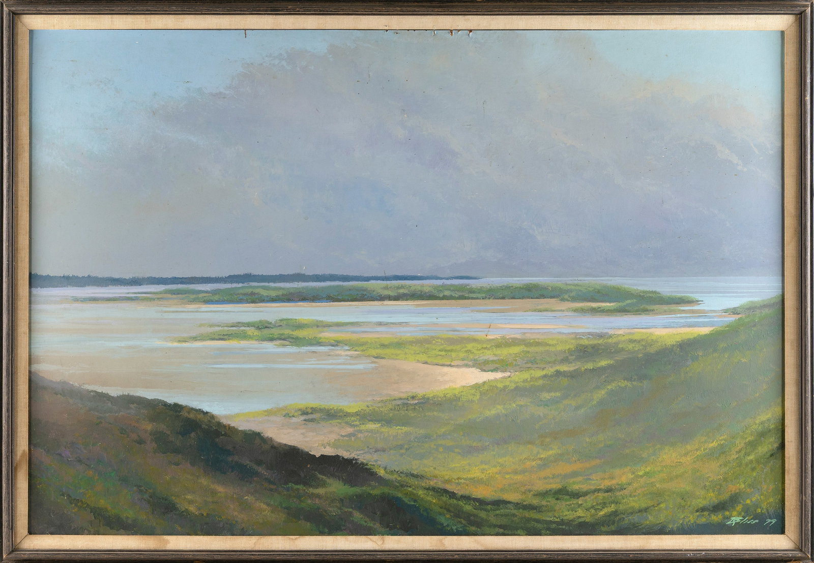 ROBERT R. BLISS (Massachusetts, 1925-1981), Marsh landscape., Oil on masonite, 32" x 48". Framed (1 of 2)