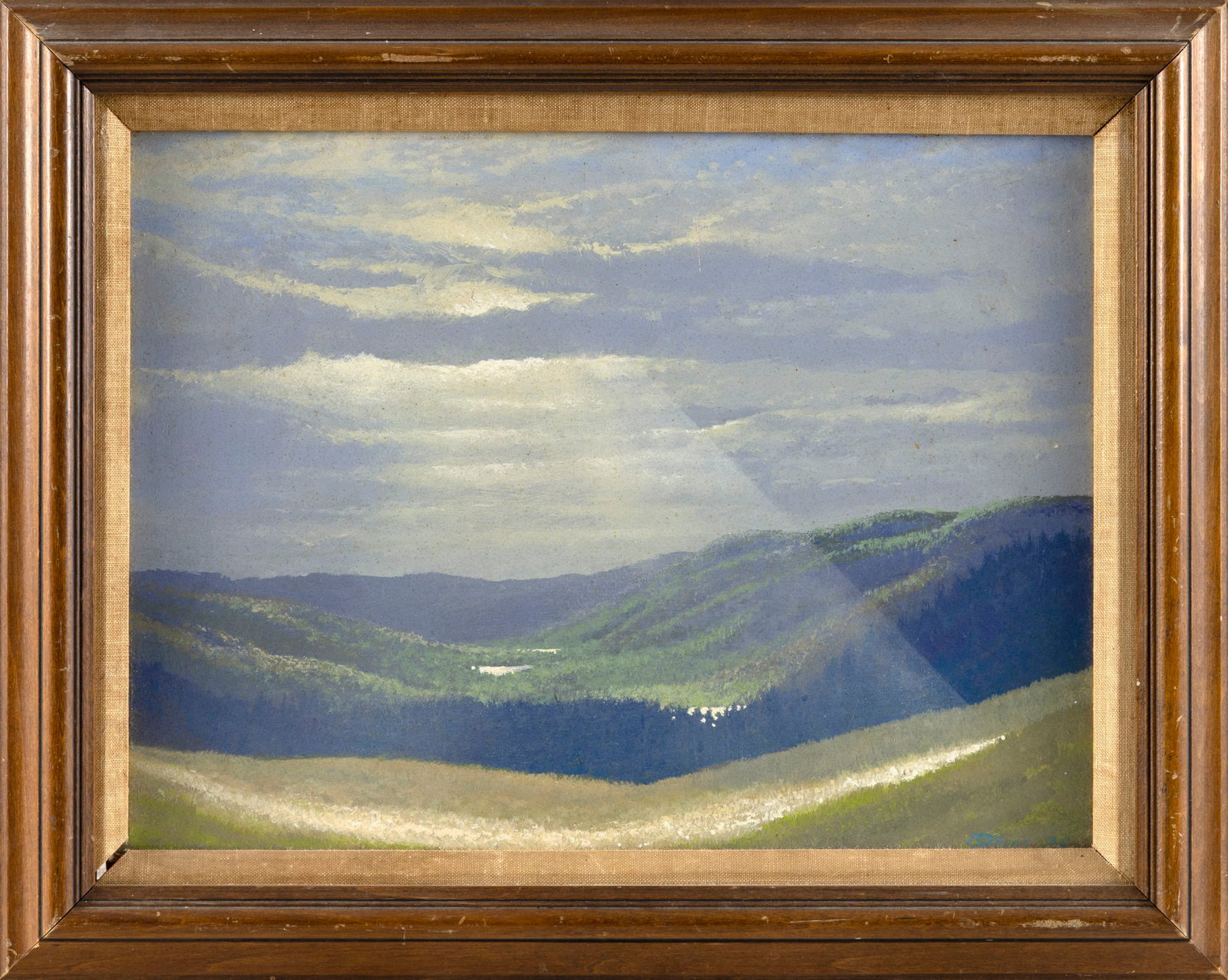 ROBERT R. BLISS (Massachusetts, 1925-1981), Sunset landscape., Oil on masonite, 12" x 16". Framed (1 of 2)