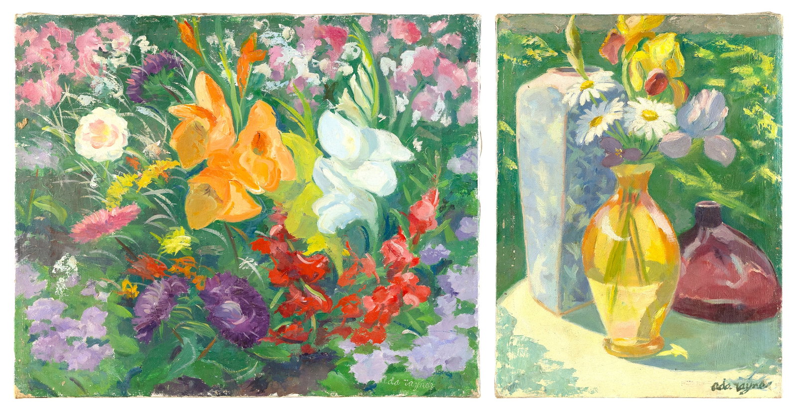 ADA RAYNER HENSCHE (Massachusetts, 1901-1985), A floral study and a still life of flowers in a (1 of 2)