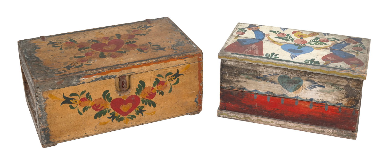 PETER HUNT (Massachusetts, 1896-1967), Two wooden trunks, Heights 13". Widths 25.5" and 29.5". (1 of 1)