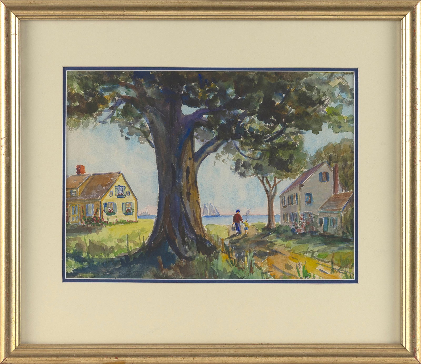 ROSA TAVARES SILVA (Massachusetts, 1901-1979), "Provincetown Lane"., Watercolor on paper, 10" x 14" (1 of 2)