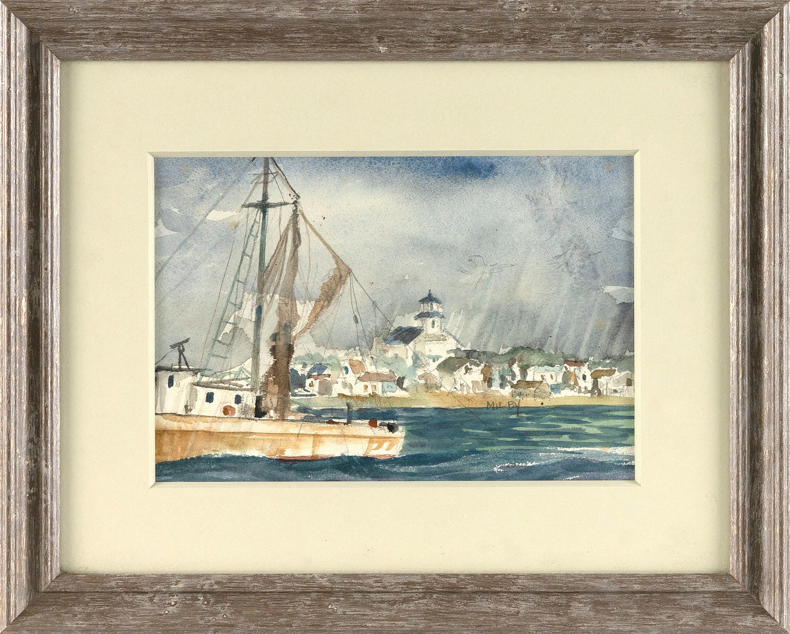 FRANK MILBY (Massachusetts, 1933-2023), Provincetown Harbor., Watercolor on paper, 6.25" x 9". (1 of 2)