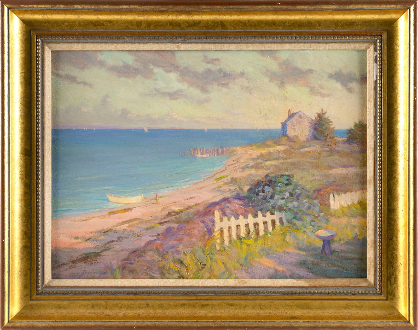 ERNEST G. PRINCIPATO (Massachusetts/Rhode Island, 1945-), "Coastal Calm"., Oil on board, 16" x 22". (1 of 2)