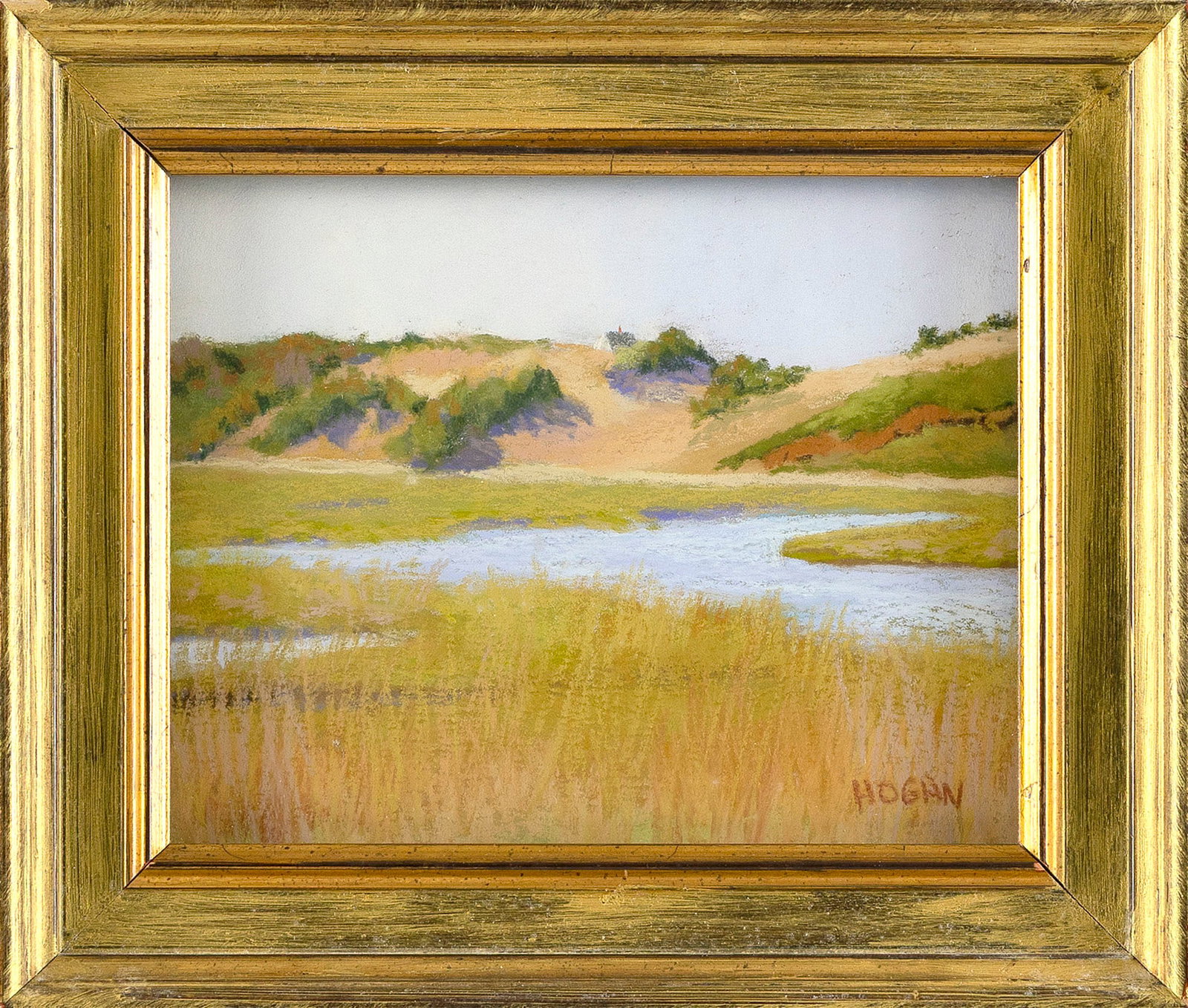 RUTH D. HOGAN (Massachusetts/New Mexico, 1943-), Marsh scene., Pastel, 5.5" x 7" sight. Framed 8.5" (1 of 2)