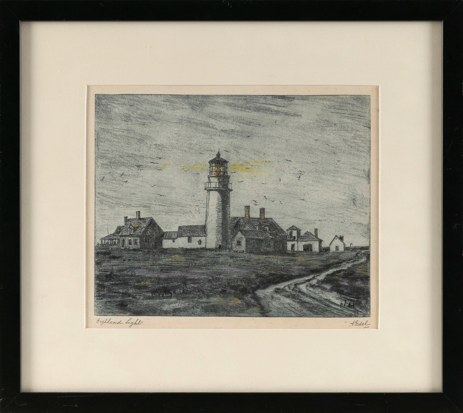 ALBERT EDEL (Massachusetts/France, 1894-1970), "Highland Light"., Hand-colored etching, 8.5" x 10.5" (1 of 2)
