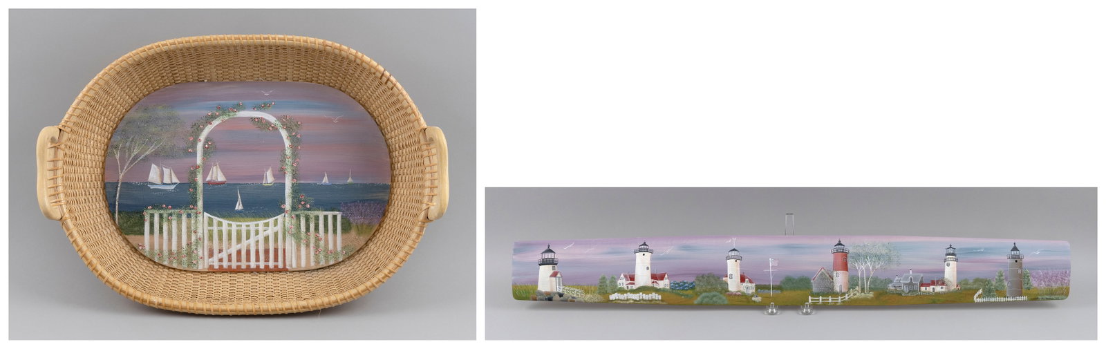 KATHY MUNDAY (Massachusetts, Contemporary), Two paint-decorated pieces (1 of 8)