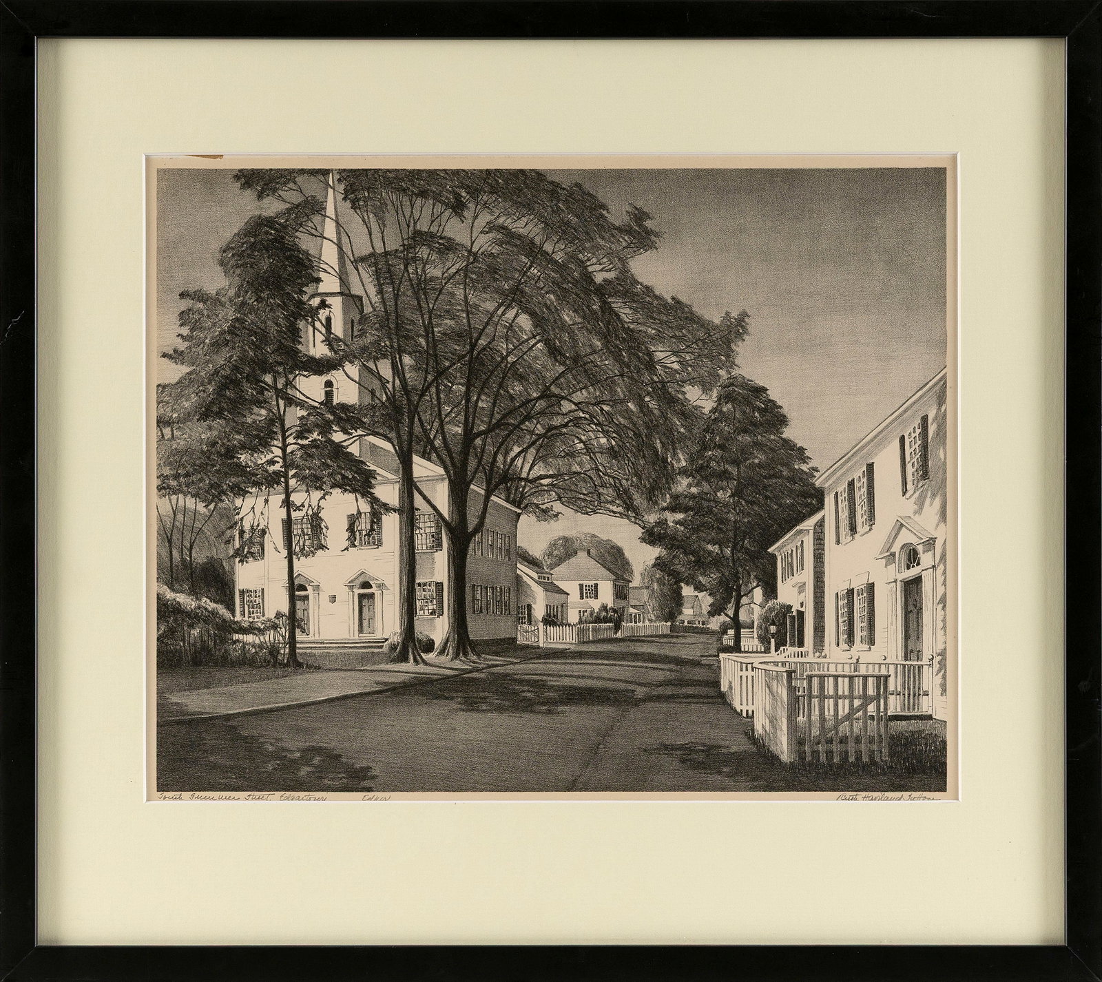 RUTH HAVILAND SUTTON (Massachusetts, 1898-1960), "South Summer St. Edgartown"., Lithograph, 11" x (1 of 2)