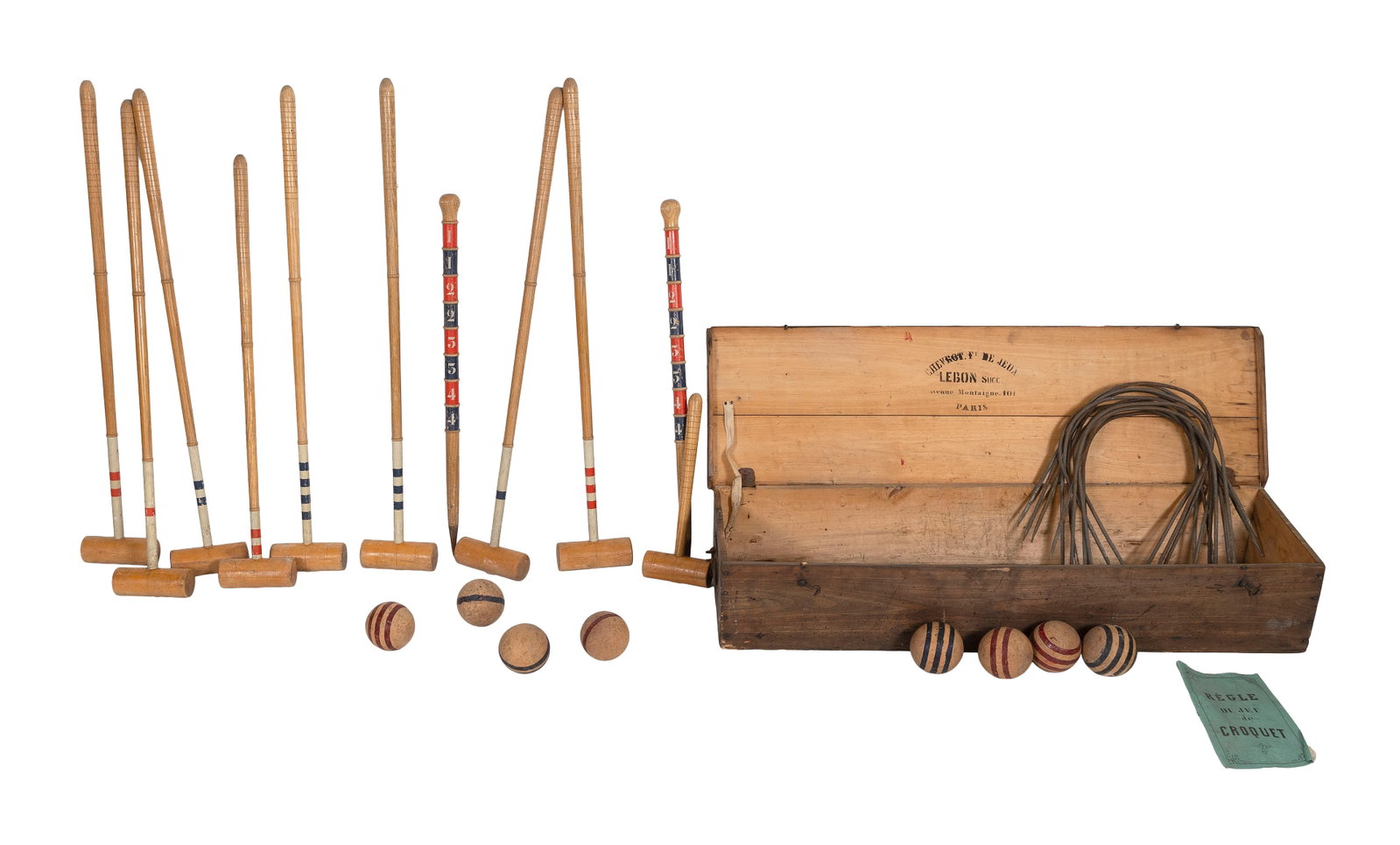 FRENCH CROQUET SET Late 19th Century Case length 40". (1 of 1)
