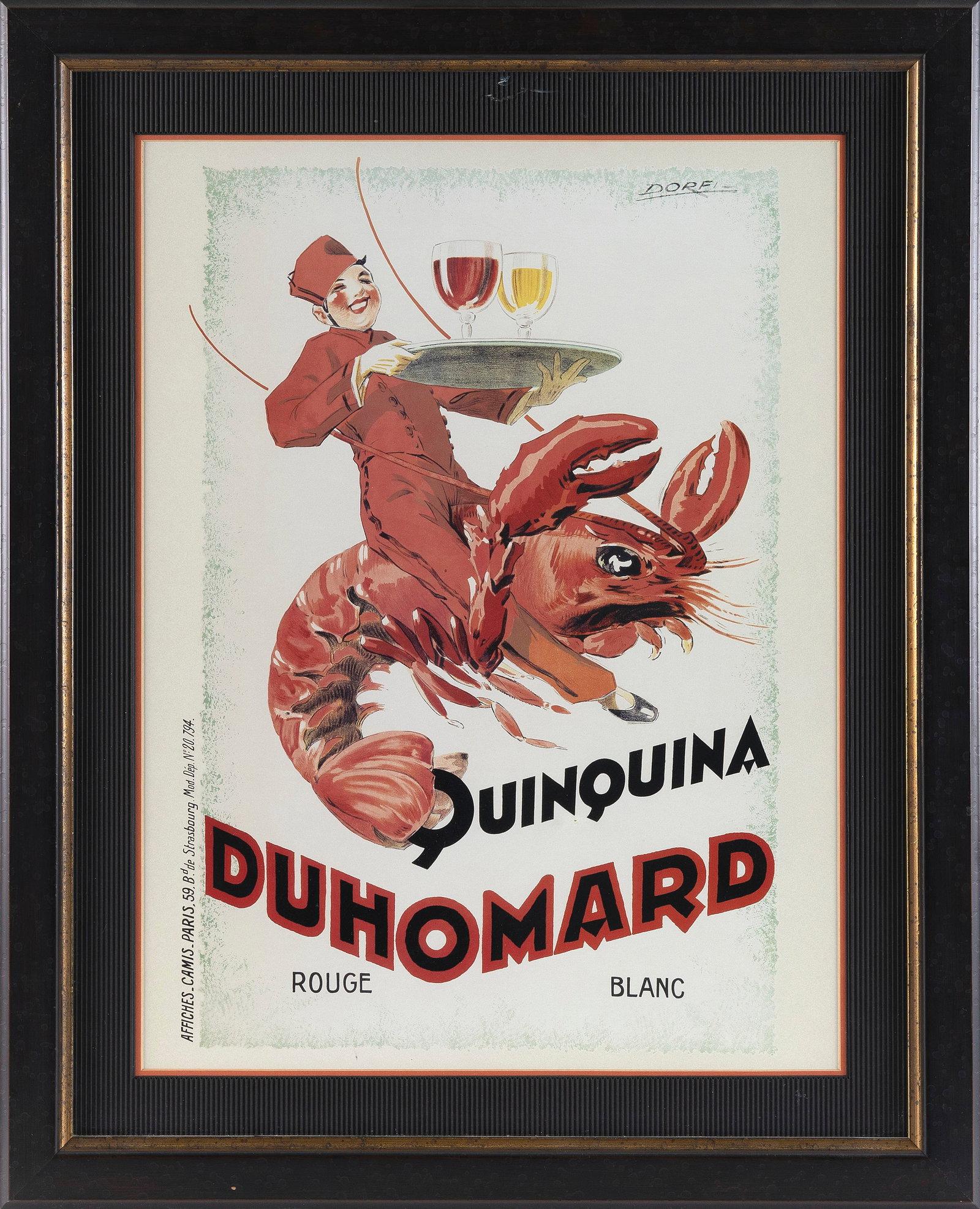 QUINQUINA DUHOMARD FRENCH WINE ADVERTISING POSTER 20th Century Color lithograph, 23.5" x 17.5". (1 of 2)
