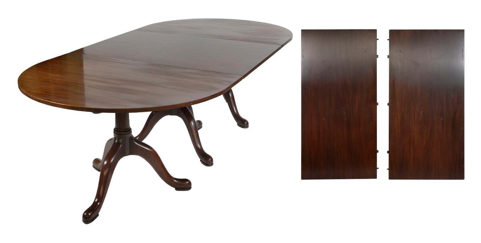 KITTINGER QUEEN ANNE-STYLE MAHOGANY THREE-PART BANQUET TABLE Buffalo, New York, Contemporary Height (1 of 3)