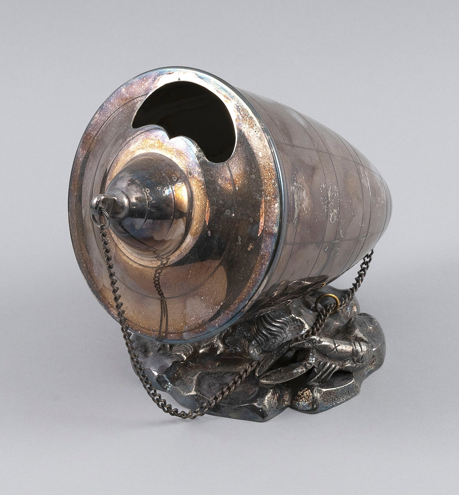 VICTORIAN SILVER PLATED MARINE MOTIF SPOON WARMER Late 19th Century Height 6.5". (1 of 7)