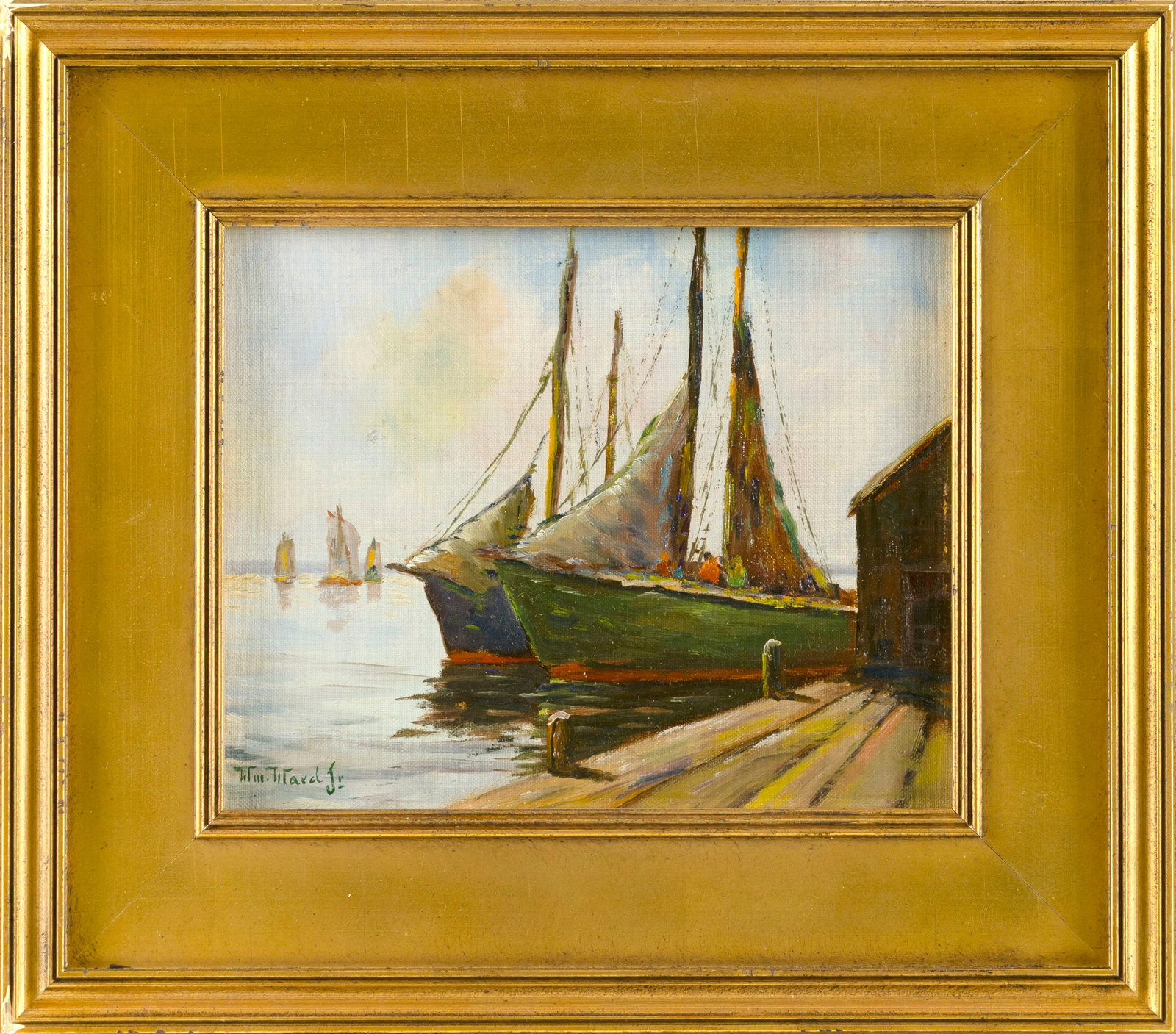 C. HJALMAR "CAPPY" AMUNDSEN (Maine/New York/Massachusetts, 1911-2001), "Cape Cod Dock"., Oil on (1 of 2)
