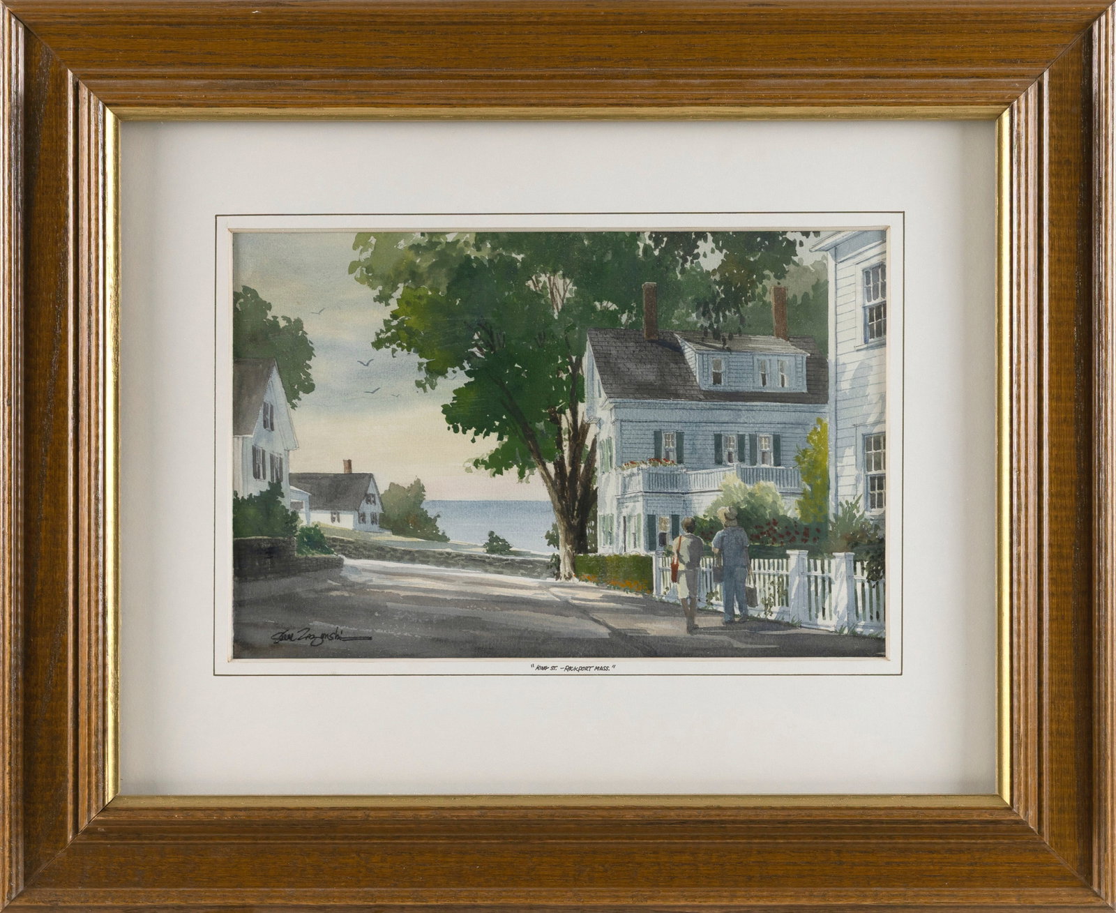 STEVE ZAZENSKI (New Jersey, 20th Century), "King Street, Rockport"., Watercolor, 8.5" x 13" sight. (1 of 2)