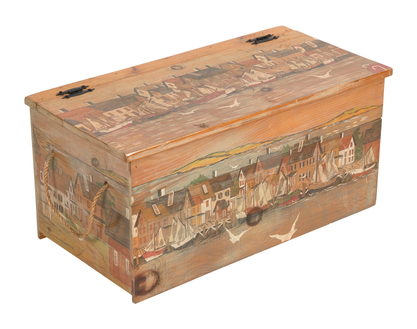 PAINT-DECORATED PINE LIFT-TOP BOX Late 20th Century Height 14.5". Width 30". Depth 15". (1 of 1)