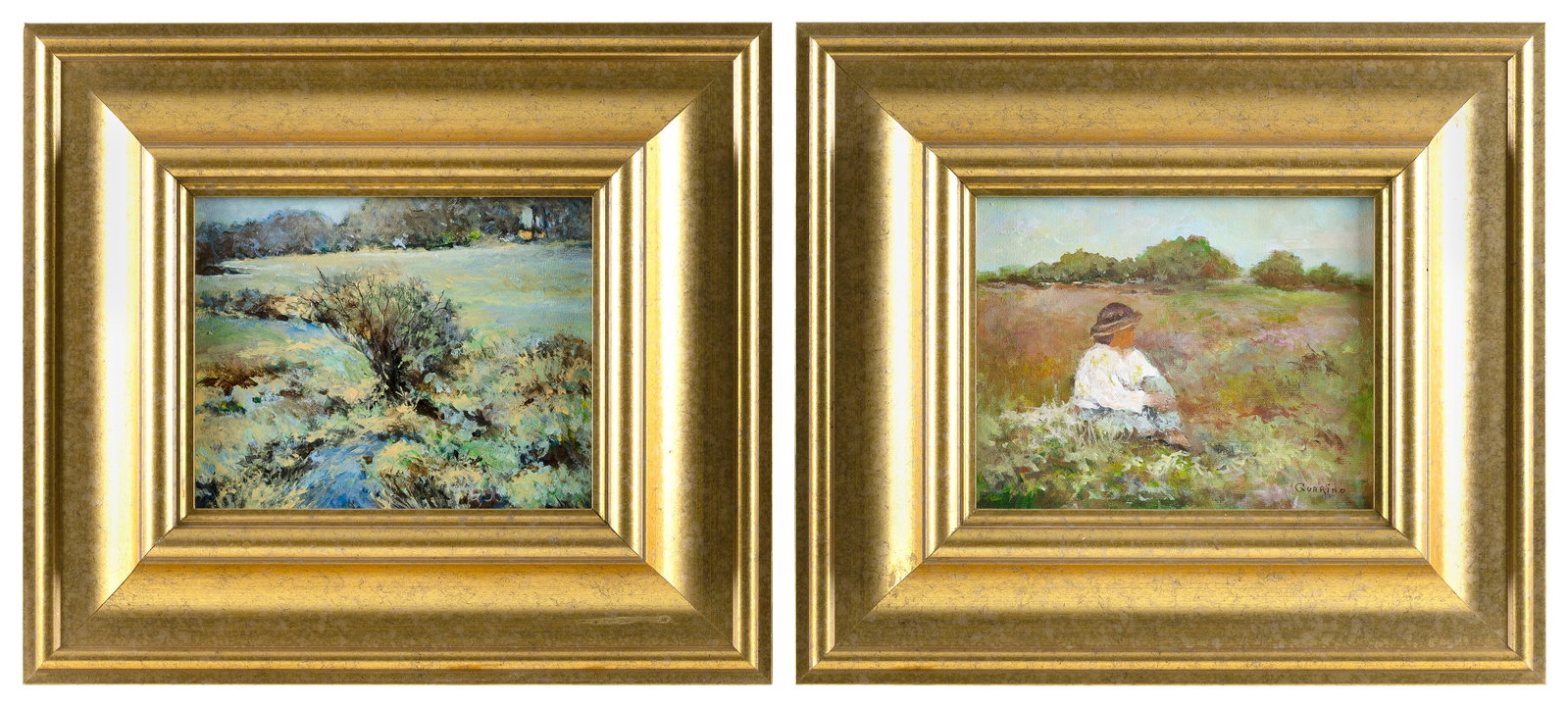 PETER GUARINO (Massachusetts, Contemporary), Two landscapes:, Oils on canvas, 8" x 10". Framed 16" x (1 of 2)