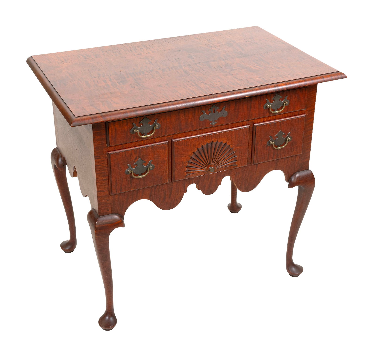 ELDRED WHEELER QUEEN ANNE-STYLE CURLY MAPLE LOWBOY Massachusetts, 20th Century Height 30.5". Width (1 of 1)