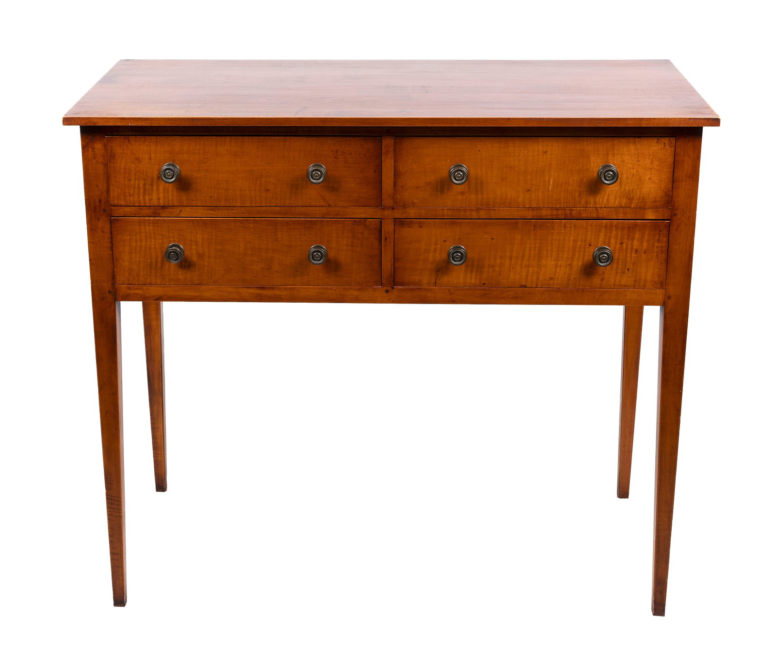 ELDRED WHEELER TIGER MAPLE SIDEBOARD Massachusetts, 20th Century Height 39". Width 44". Depth 21.5". (1 of 2)