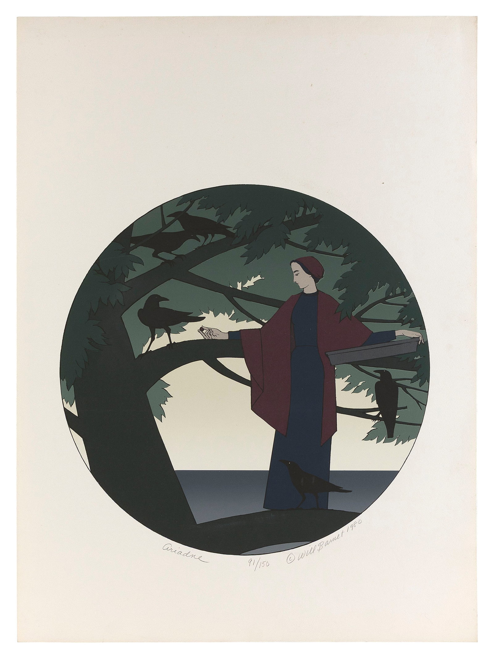 WILL BARNET (Massachusetts/New York, 1911-2012), "Ariadne"., Color screenprint, 17.75" x 15". (1 of 1)