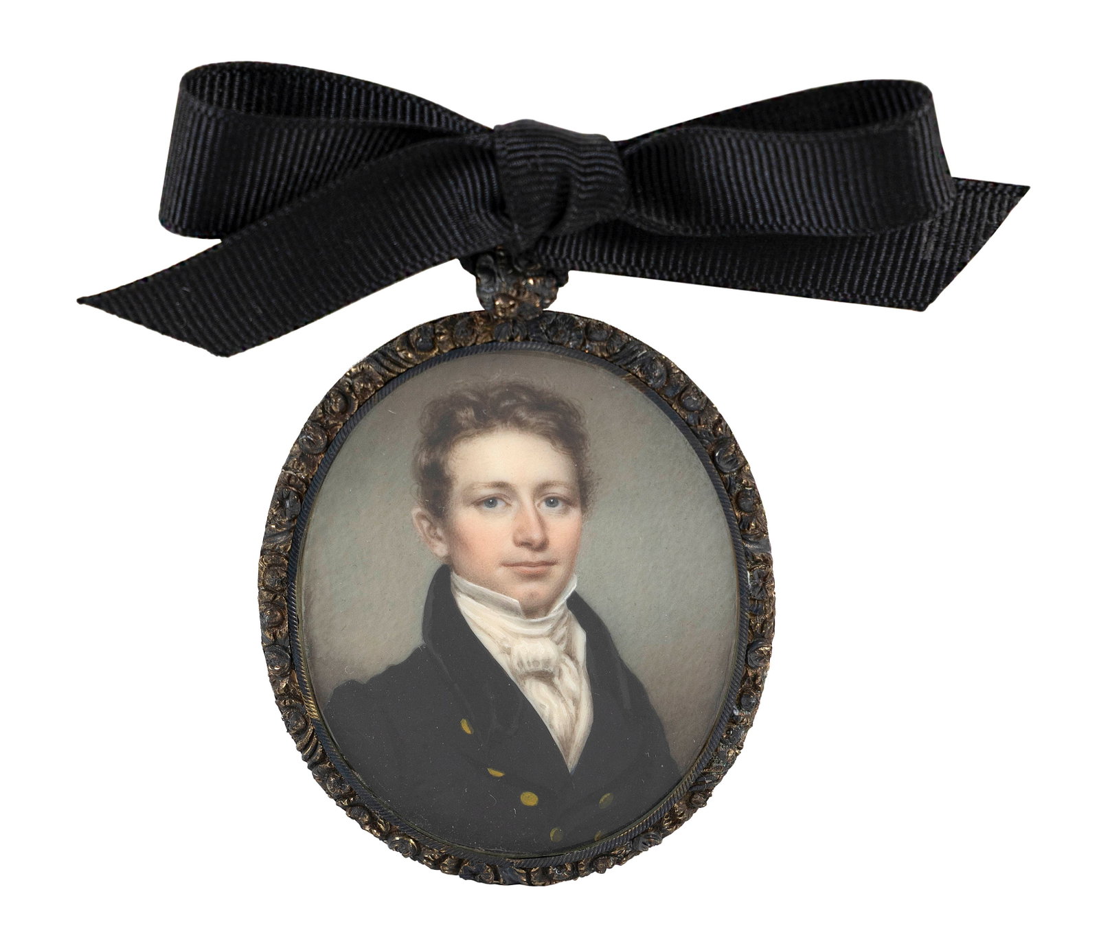 AMERICAN SCHOOL (Circa 1820,), Portrait miniature on ivory of a handsome young gentleman., (1 of 1)