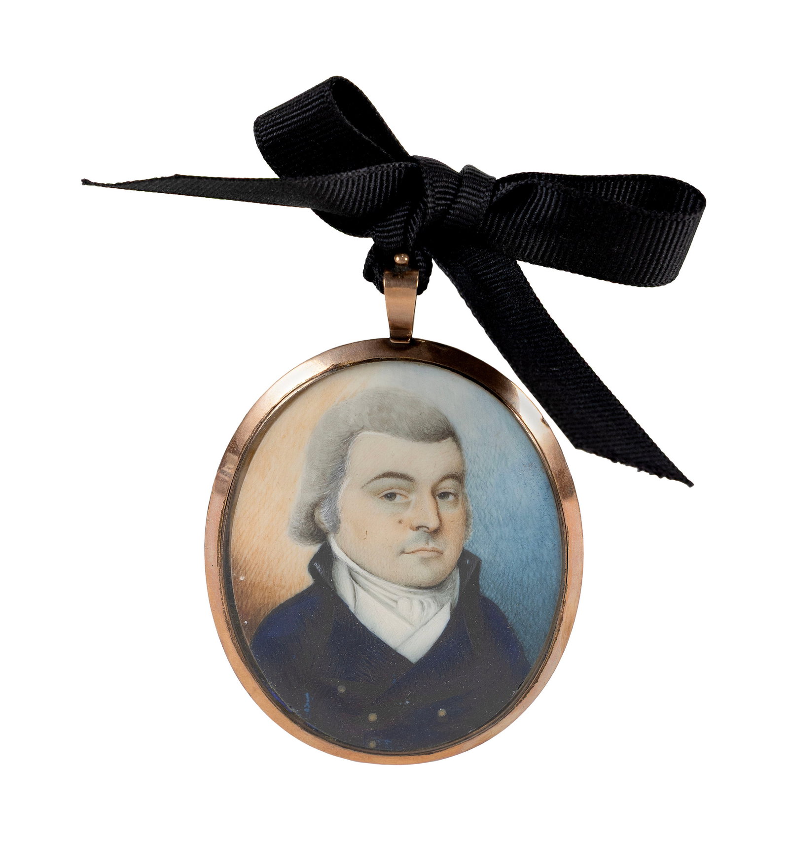 AMERICAN SCHOOL (Probably New England, Circa 1820), Portrait miniature on ivory of a gentleman with (1 of 1)