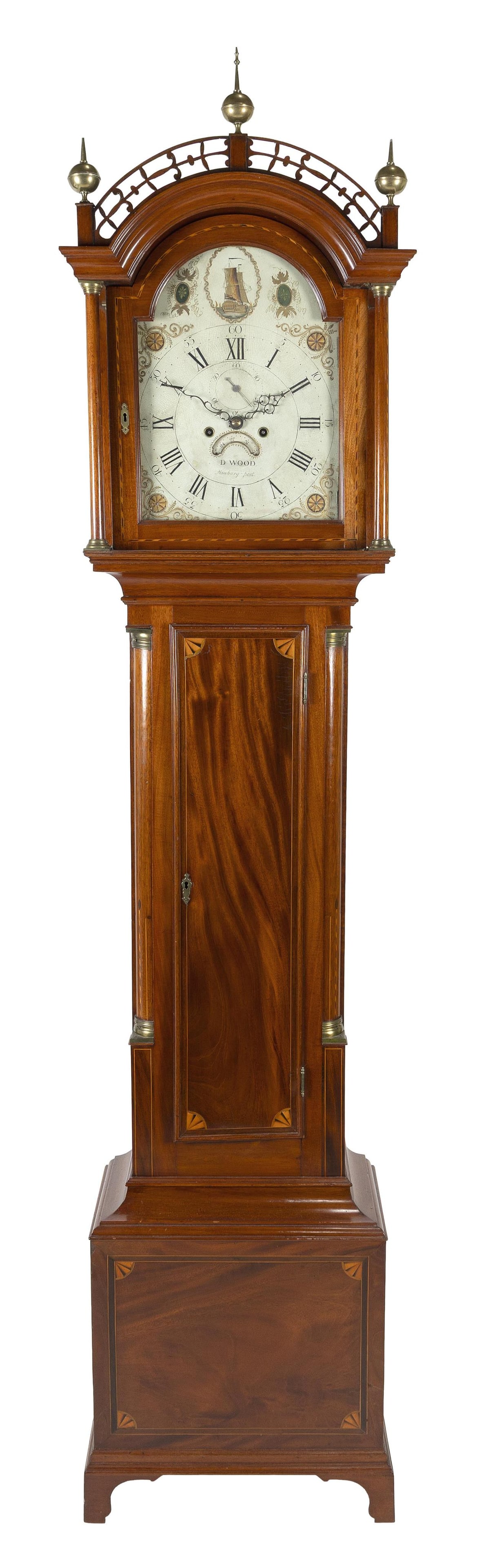 DAVID WOOD FEDERAL TALL-CASE CLOCK Newburyport, Massachusetts, Circa 1800 Height 90". Width 19". (1 of 5)