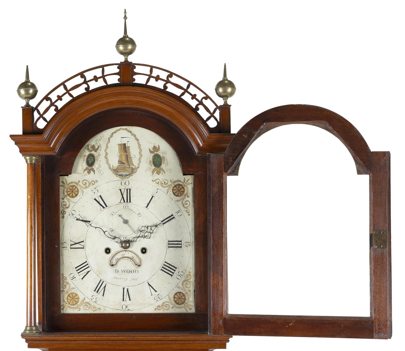 DAVID WOOD FEDERAL TALL-CASE CLOCK Newburyport, Massachusetts, Circa 1800 Height 90". Width 19". - 2