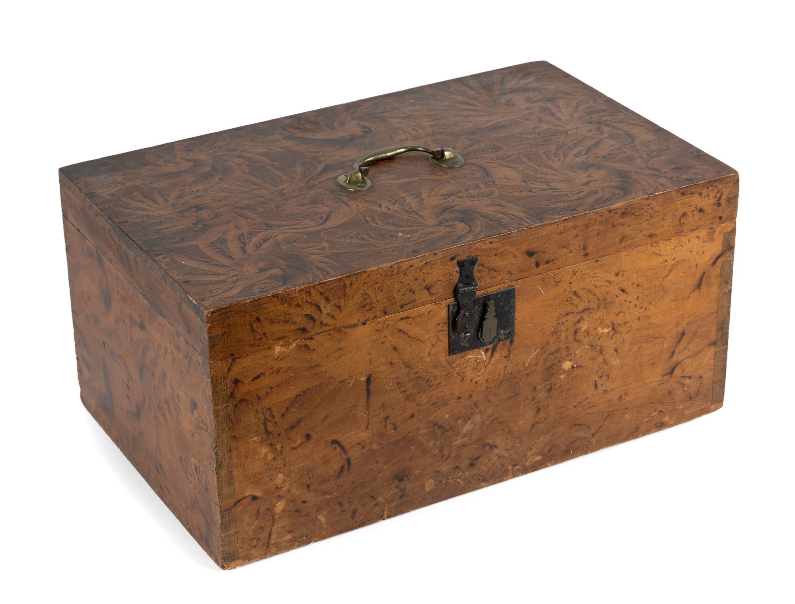 SPONGE-PAINTED PINE DOCUMENT BOX 19th Century Height 7.5". Width 16". Depth 10". (1 of 6)
