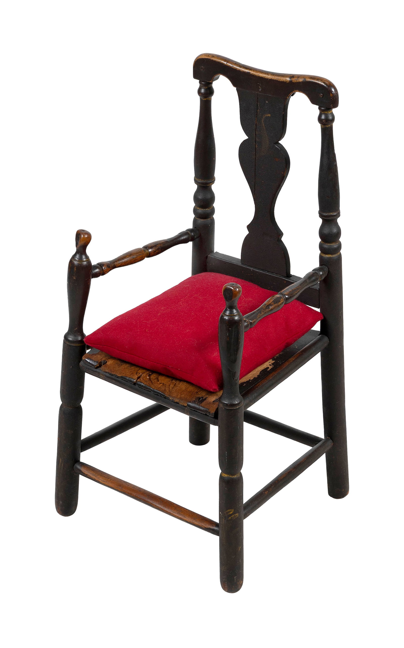 CHILD'S QUEEN ANNE ARMCHAIR Probably New England, 18th Century Height 26.75". Width 13". (1 of 4)