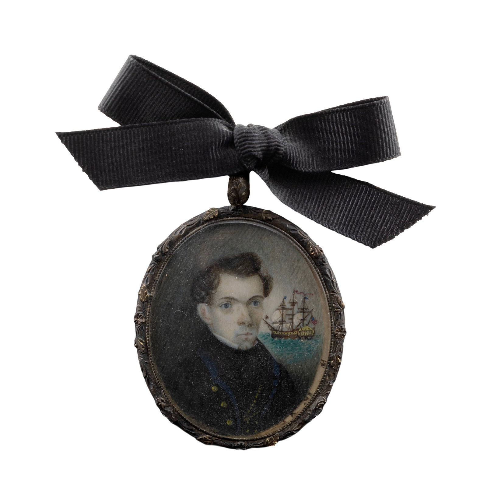 AMERICAN SCHOOL (Probably New England, Circa 1830), Portrait miniature on ivory of a ship's captain (1 of 1)