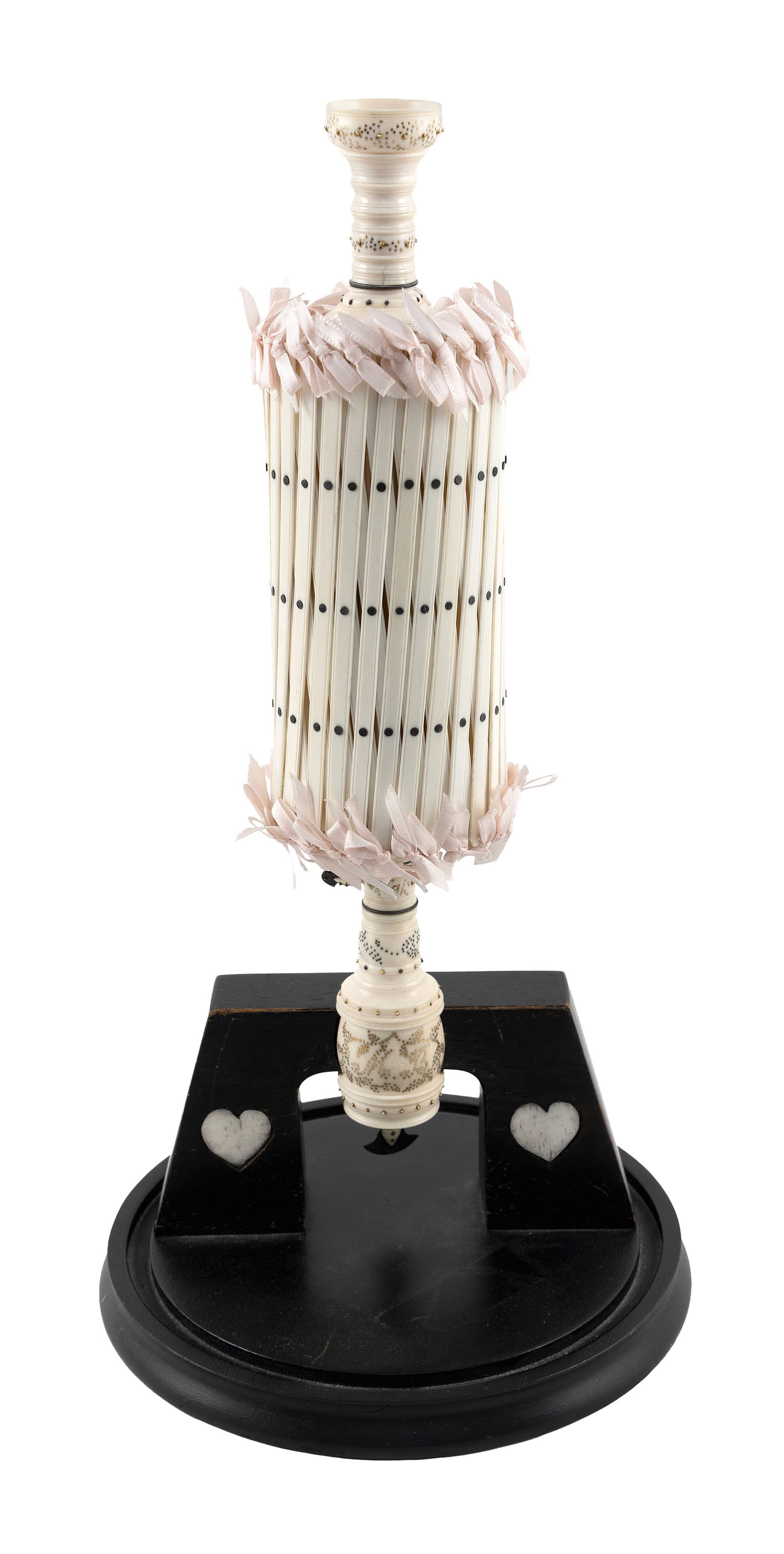 EXCEPTIONAL SCRIMSHAW WHALE IVORY SWIFT America, 19th Century Height 14.5". With custom-made stand. (1 of 1)