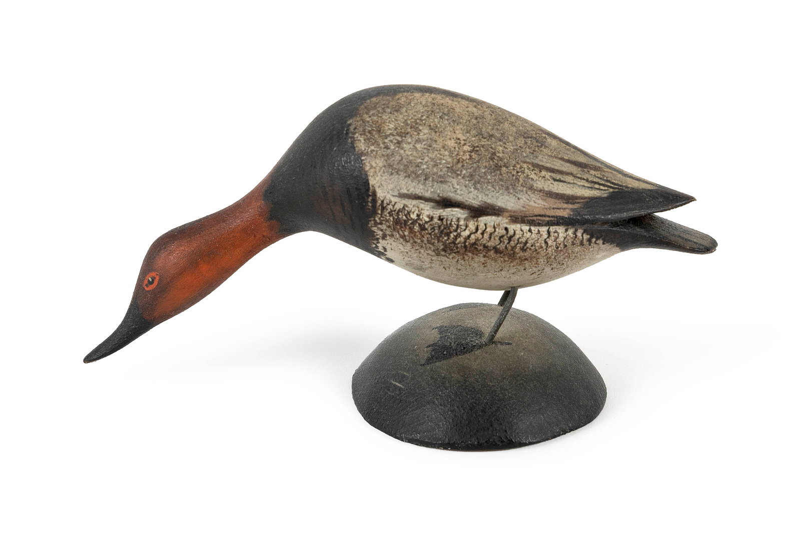 A. ELMER CROWELL MINIATURE CARVING OF A CANVASBACK DRAKE East Harwich, Massachusetts, Circa 1928 (1 of 2)