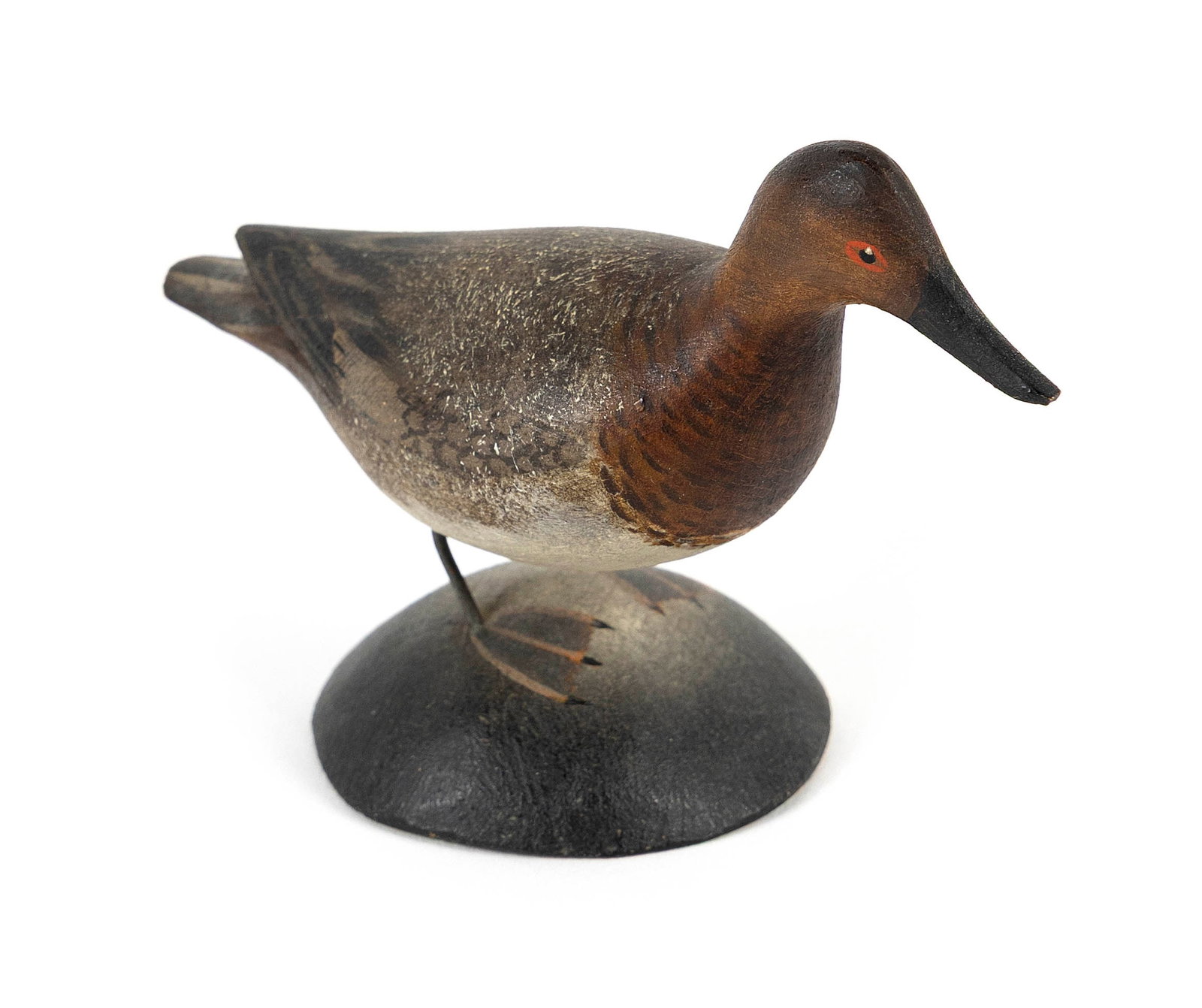 A. ELMER CROWELL MINIATURE CARVING OF A CANVASBACK HEN East Harwich, Massachusetts, Circa 1928 (1 of 3)