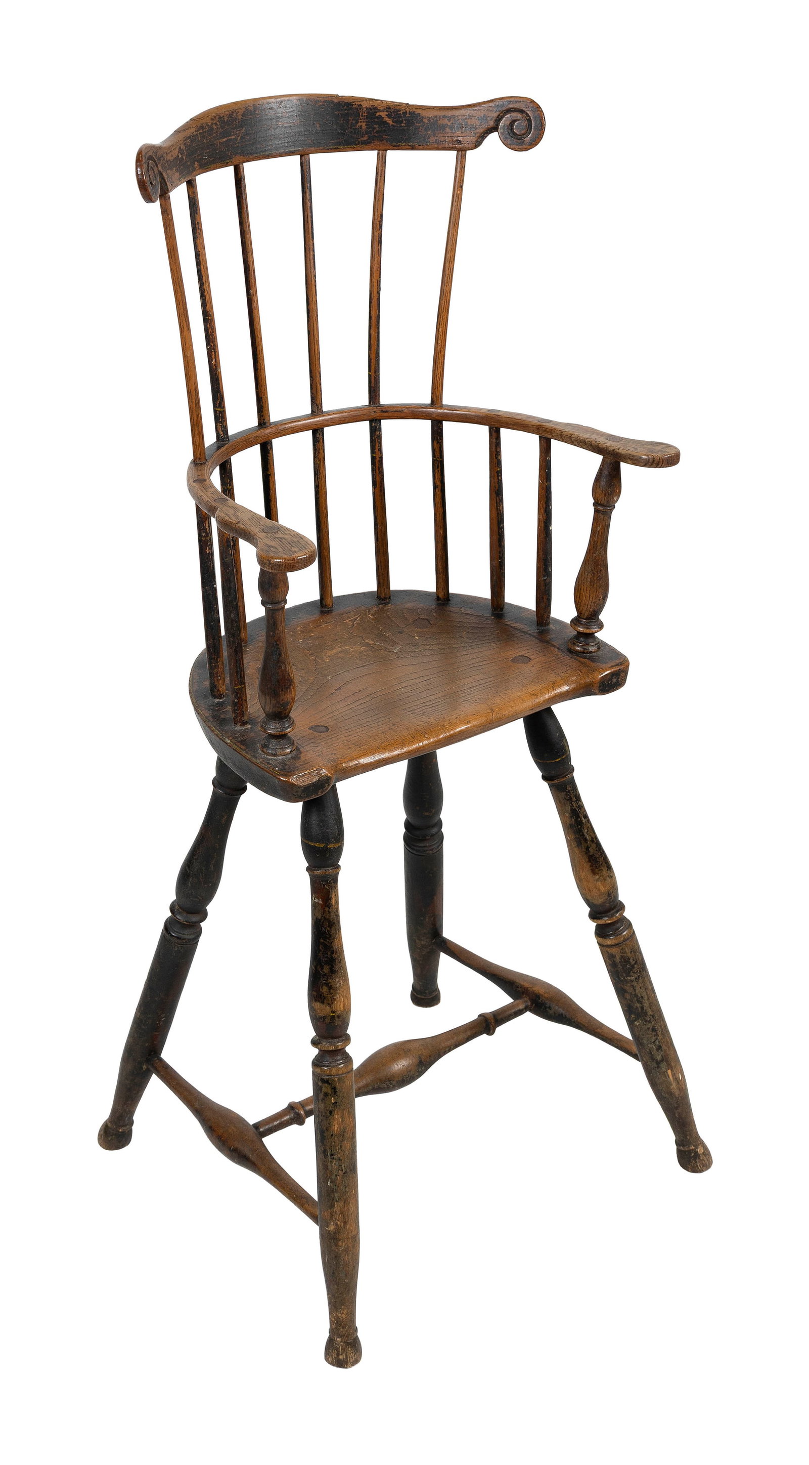RARE CHILD'S WINDSOR COMB-BACK HIGH CHAIR New England, Circa 1790 Back height 40.5". Seat height (1 of 3)