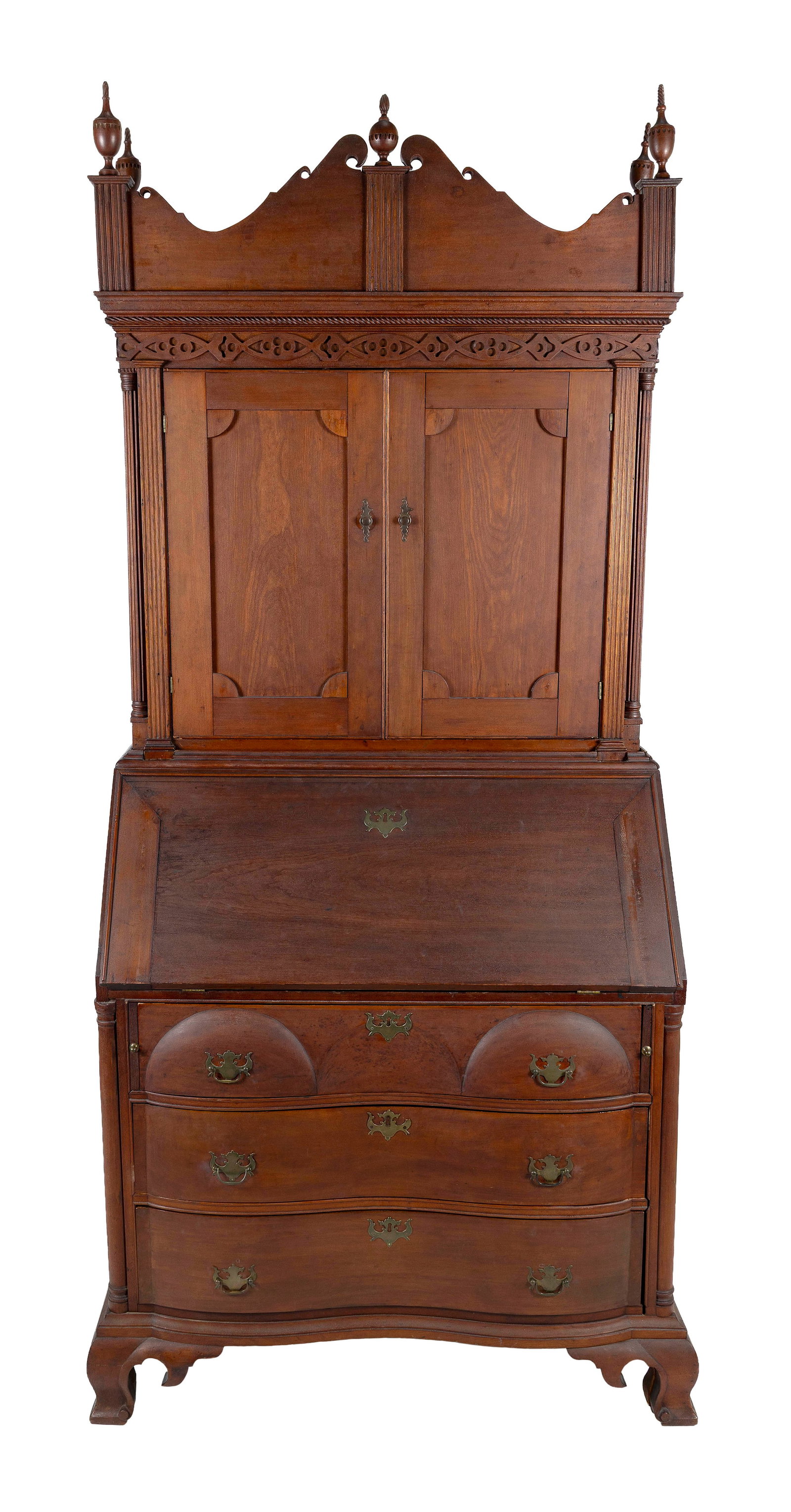 EXTREMELY RARE AND IMPORTANT CHIPPENDALE CHERRY DESK AND BOOKCASE Massachusetts or Connecticut, (1 of 11)