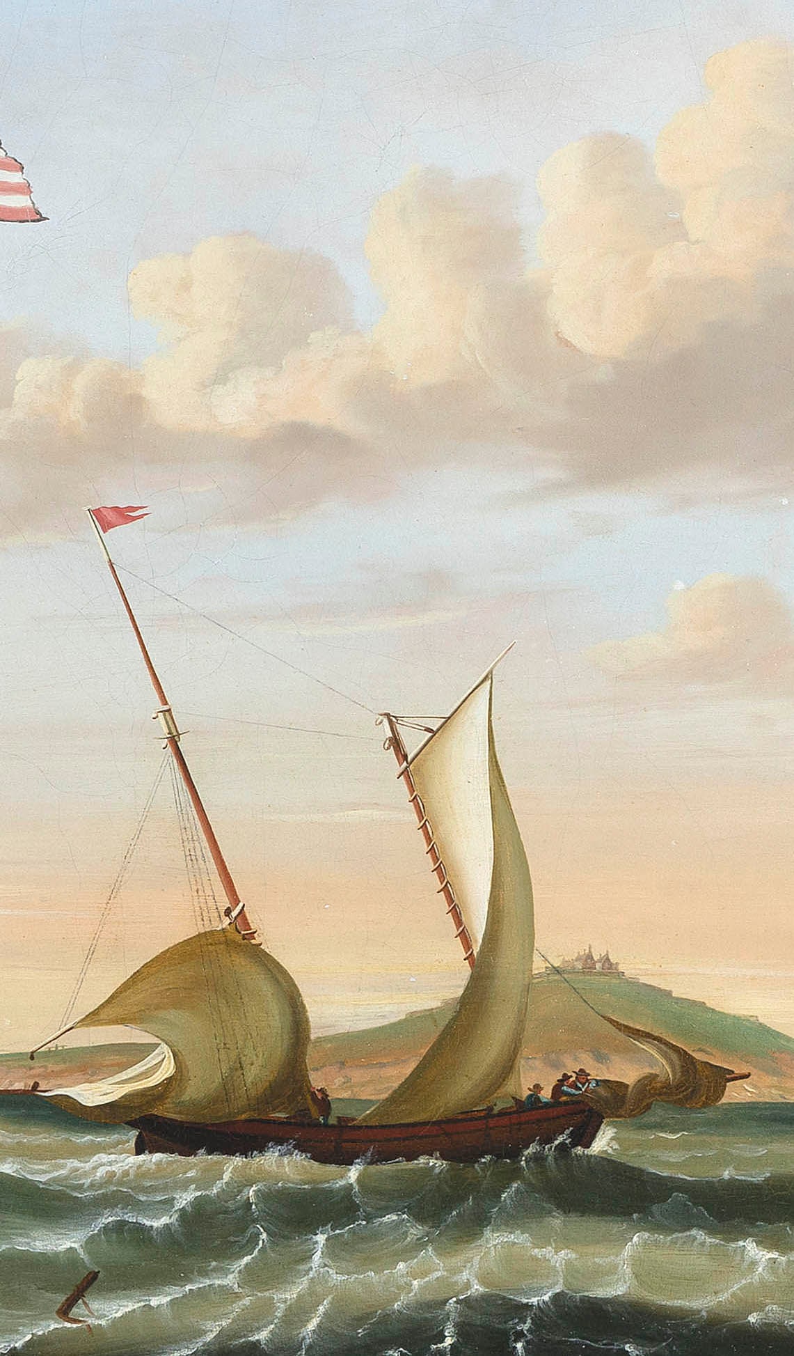 THOMAS CHAMBERS (New York/England, 1808-1866/1869), The U.S.S. Ohio in Boston Harbor, with Governors - 5