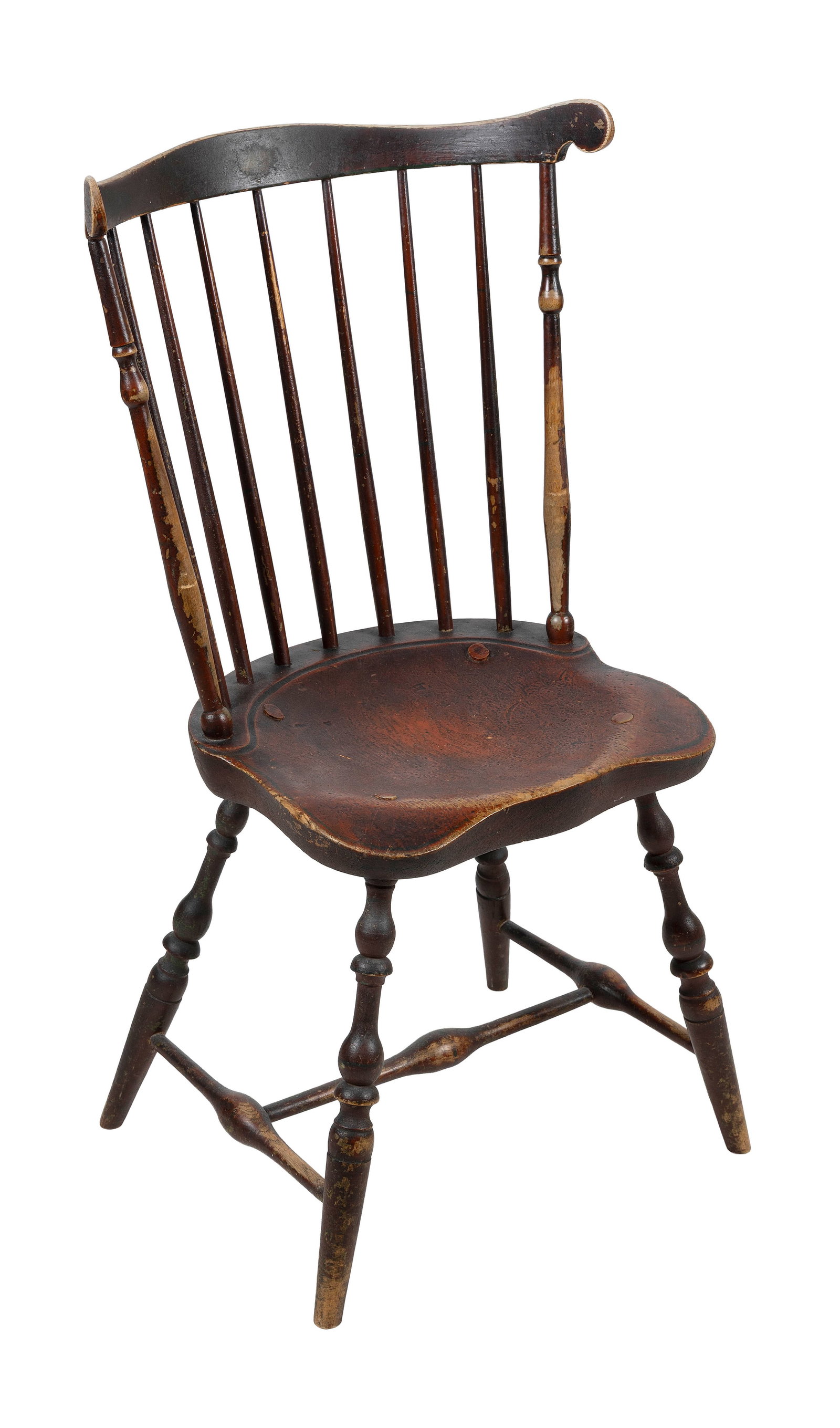 PAINTED WINDSOR FAN-BACK SIDE CHAIR Rhode Island or Coastal Connecticut, Circa 1790 (1 of 4)